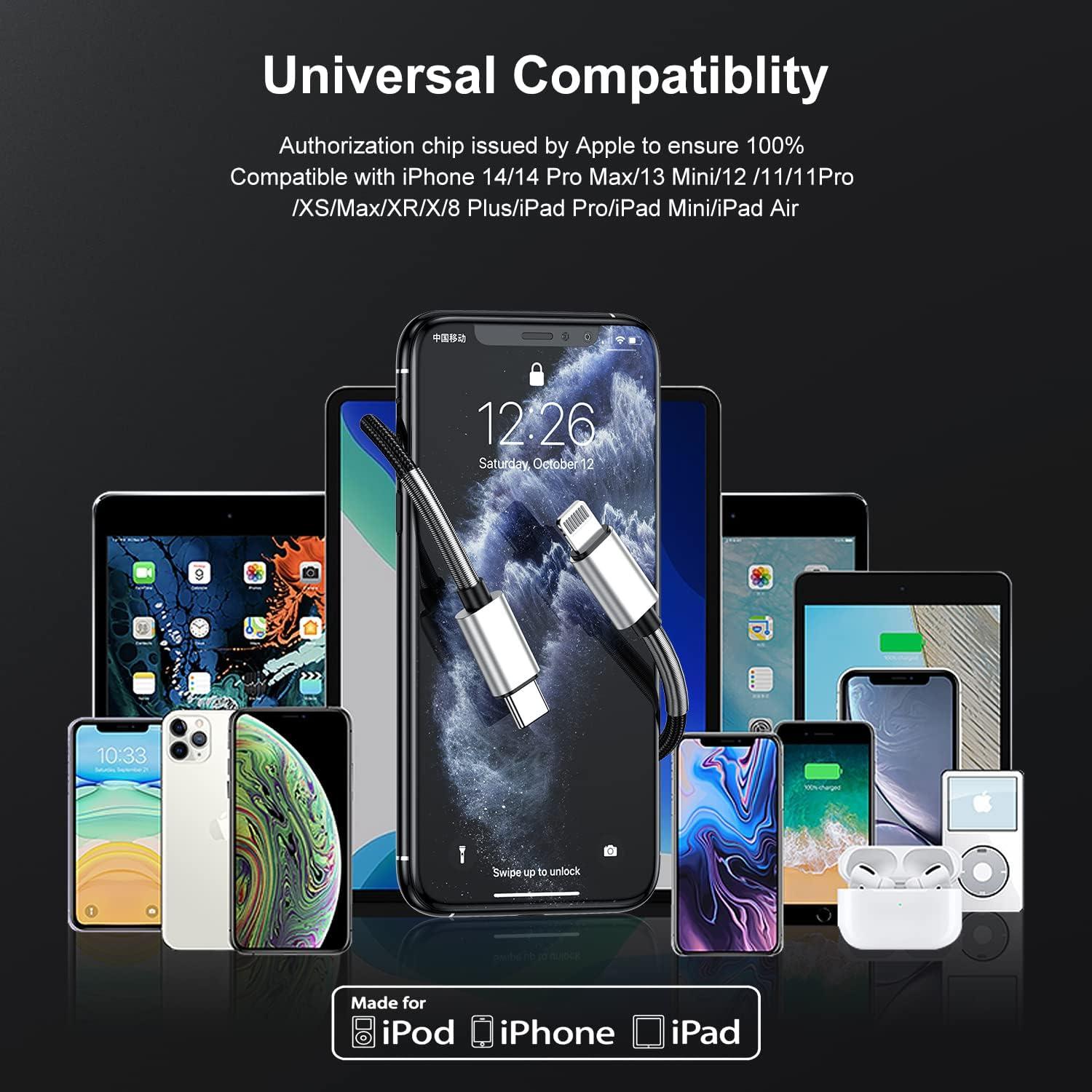 Paquete de 2 Cables de Carga Rápida 3A Kitminun 10 Pies