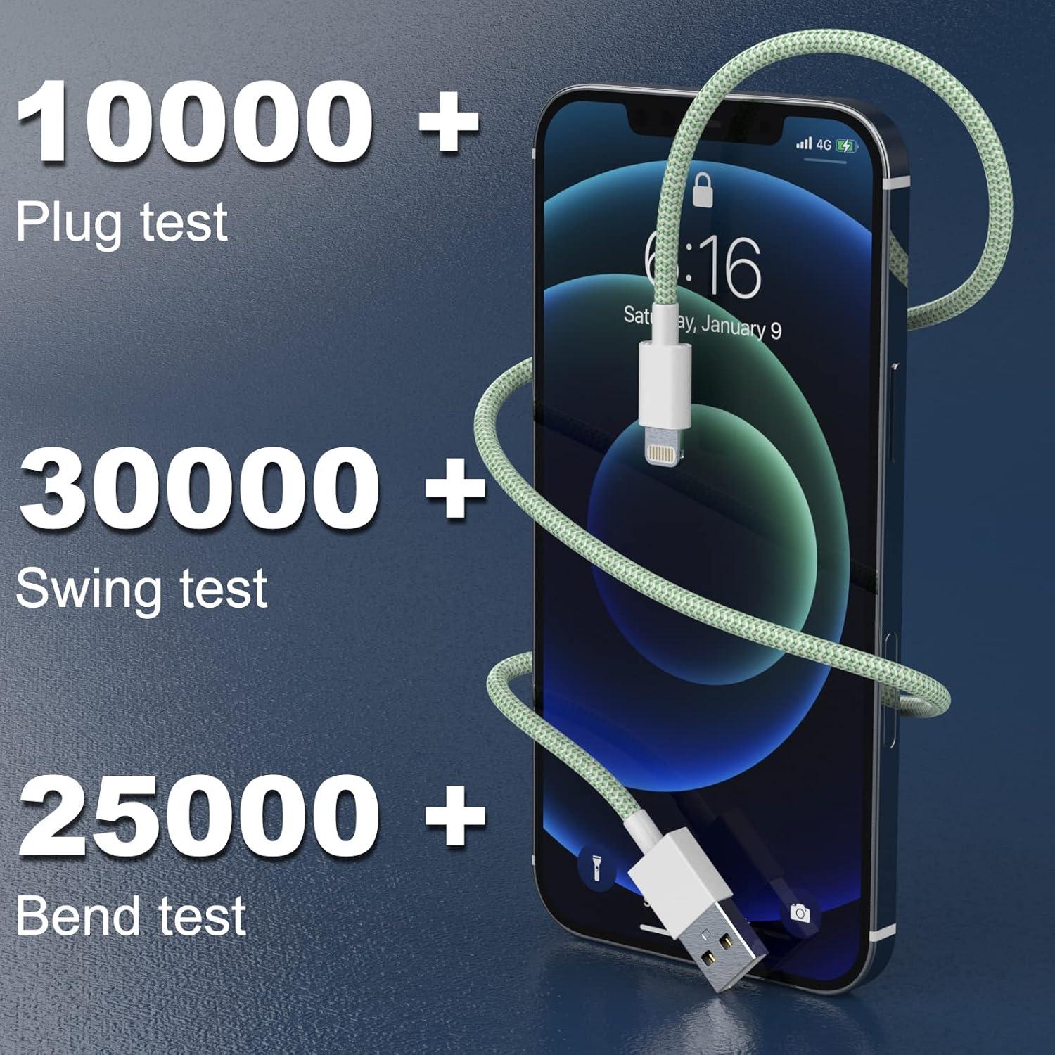 Cable Lightning USB NYOEZU 6 Pack 3-9 Pies Carga Rápida