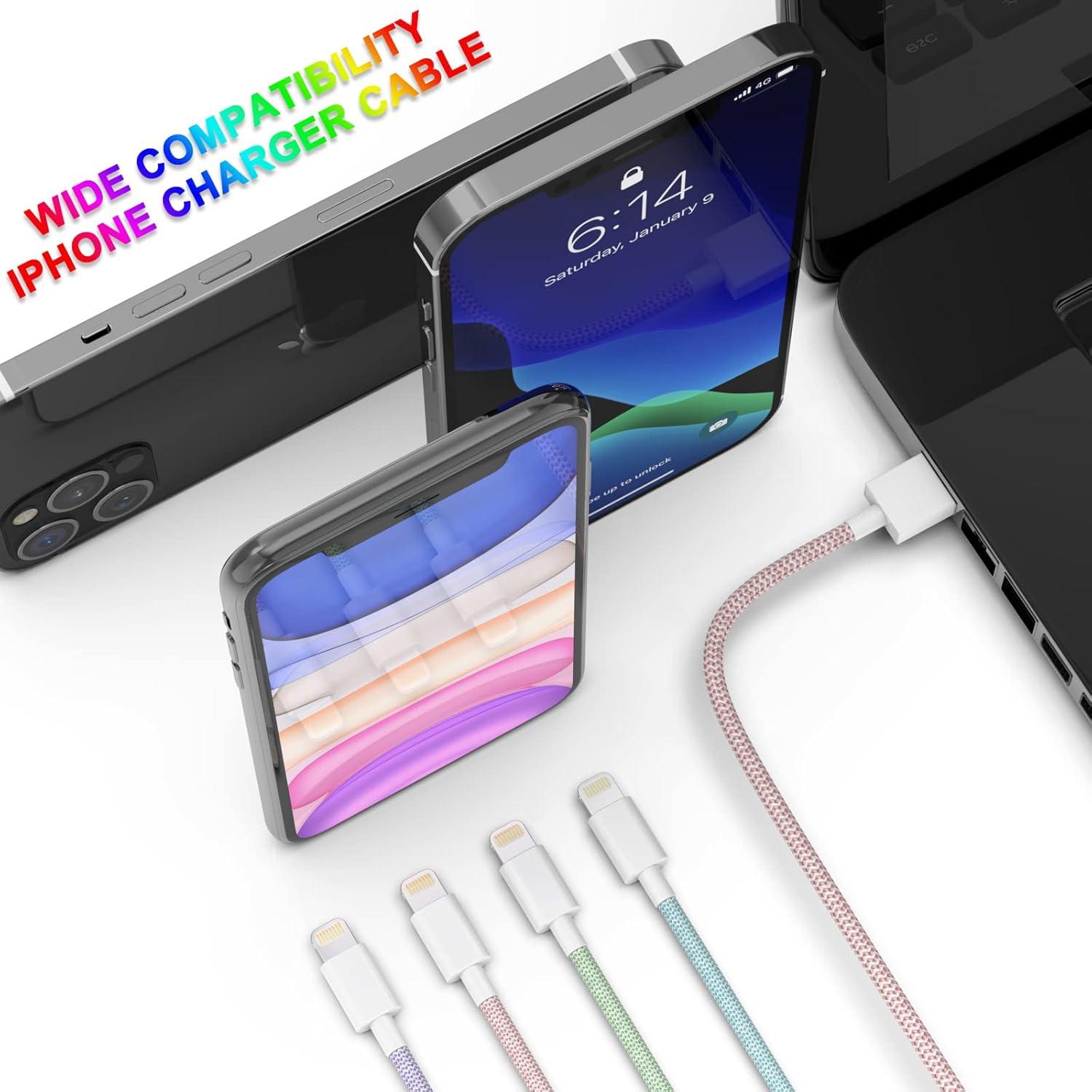 Cable Lightning USB NYOEZU 6 Pack 3-9 Pies Carga Rápida