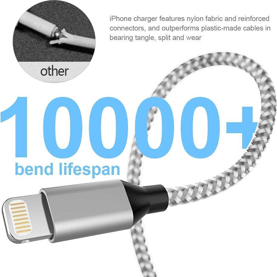 Cable de Carga Lightning YEFOOT 6Pack 3.05m MFi para iPhone