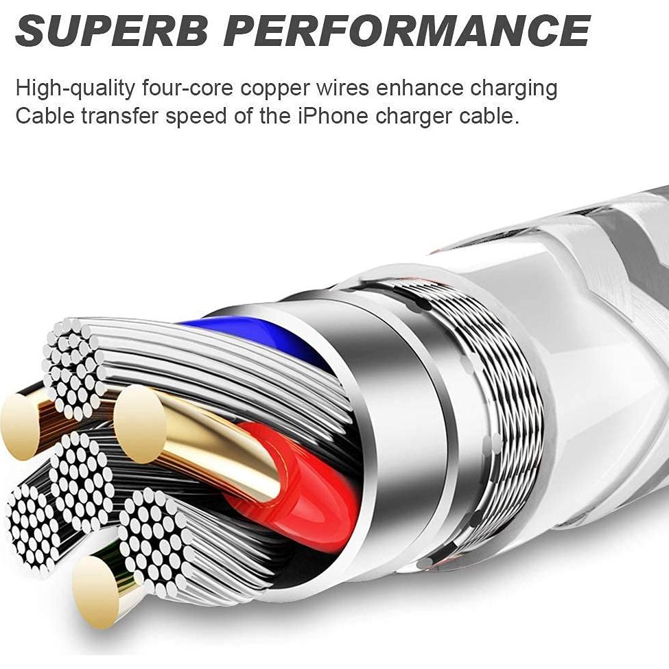 Cable de Carga Lightning YEFOOT 6Pack 3.05m MFi para iPhone