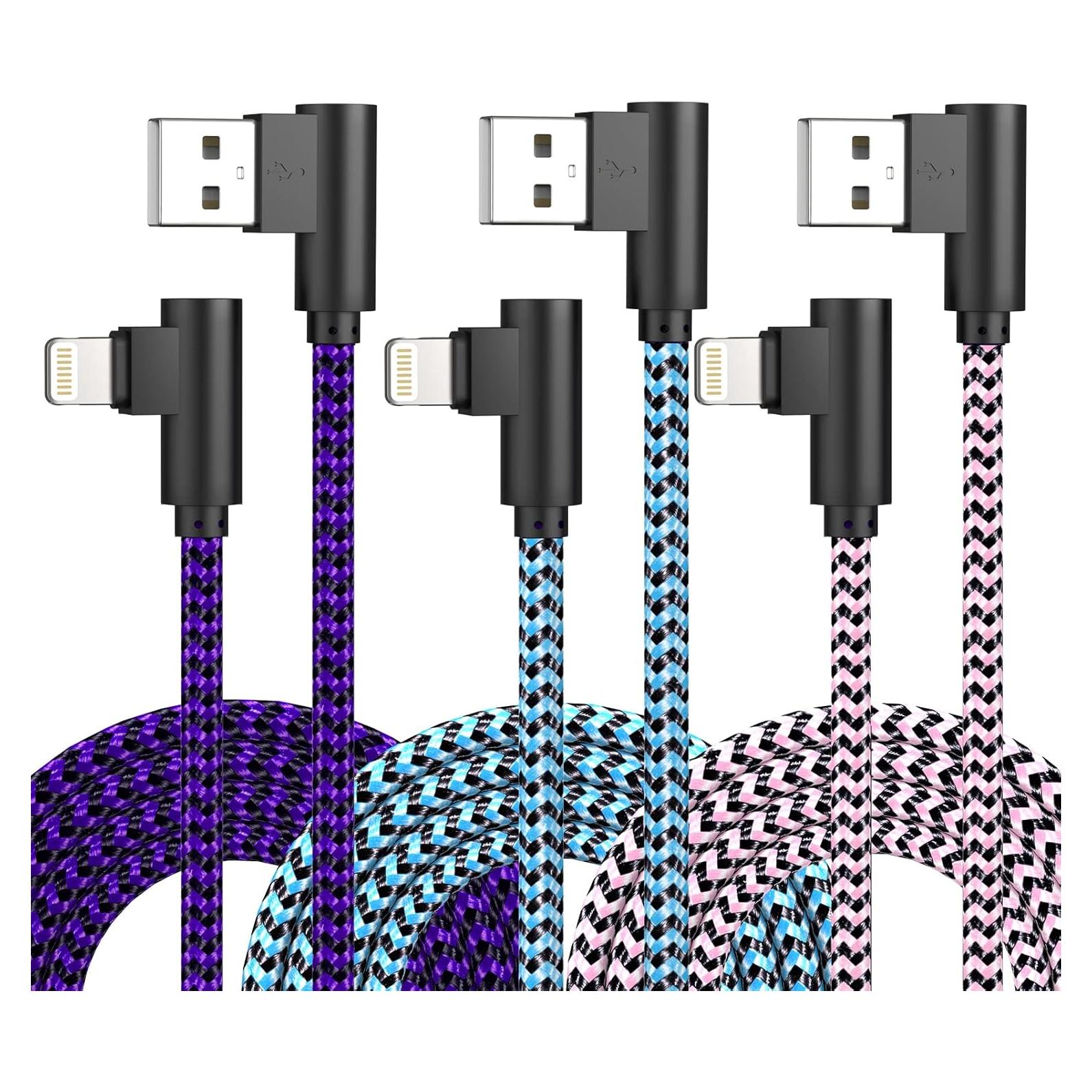 Cable de Carga Lightning 10ft FOXSEA 3 Unidades Trenzado