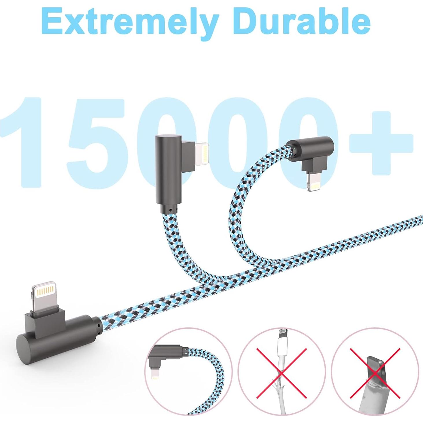 Cable de Carga Lightning 10ft FOXSEA 3 Unidades Trenzado