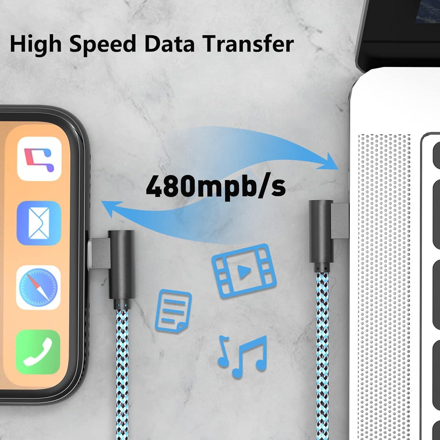 Cable de Carga Lightning 10ft FOXSEA 3 Unidades Trenzado