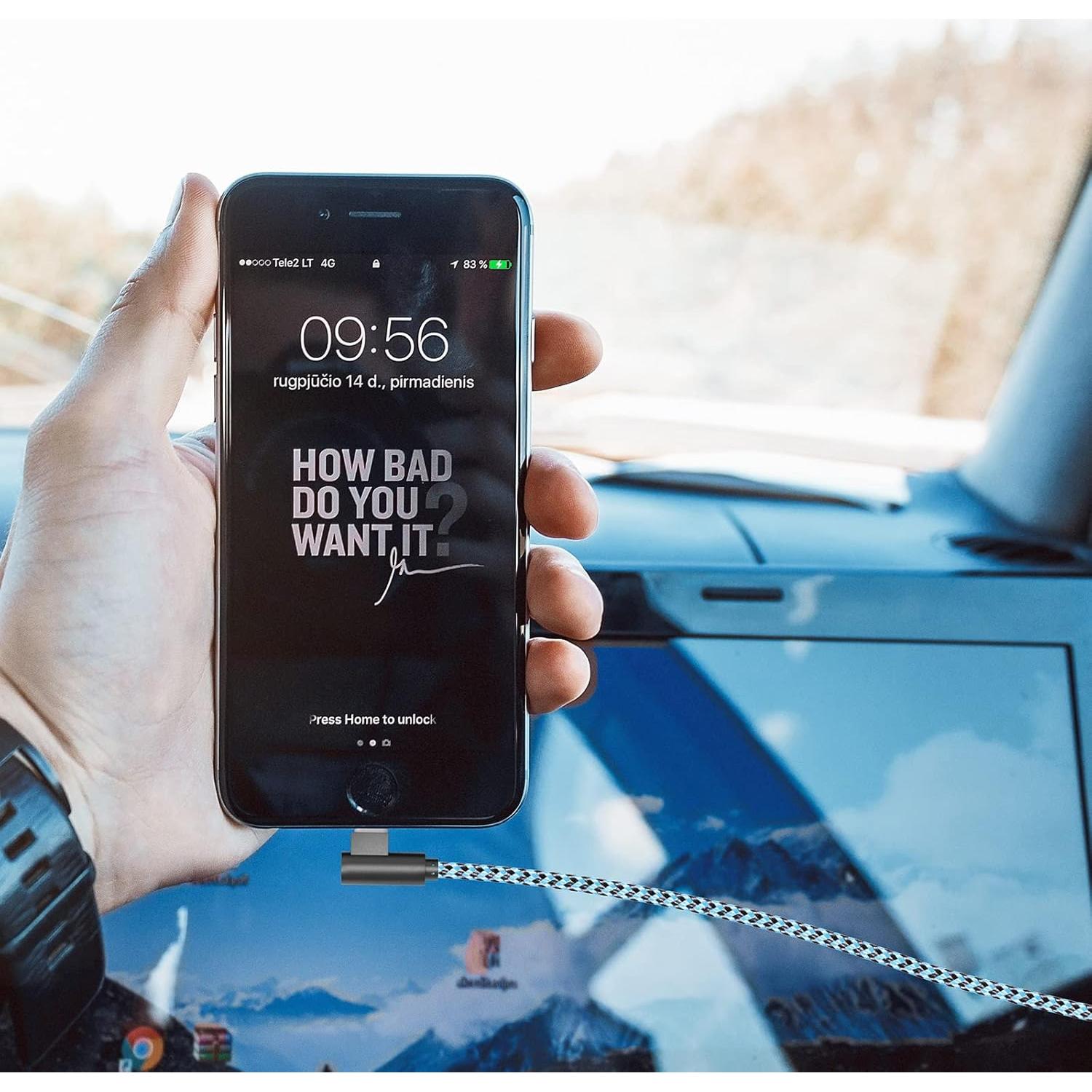 Cable de Carga Lightning 10ft FOXSEA 3 Unidades Trenzado