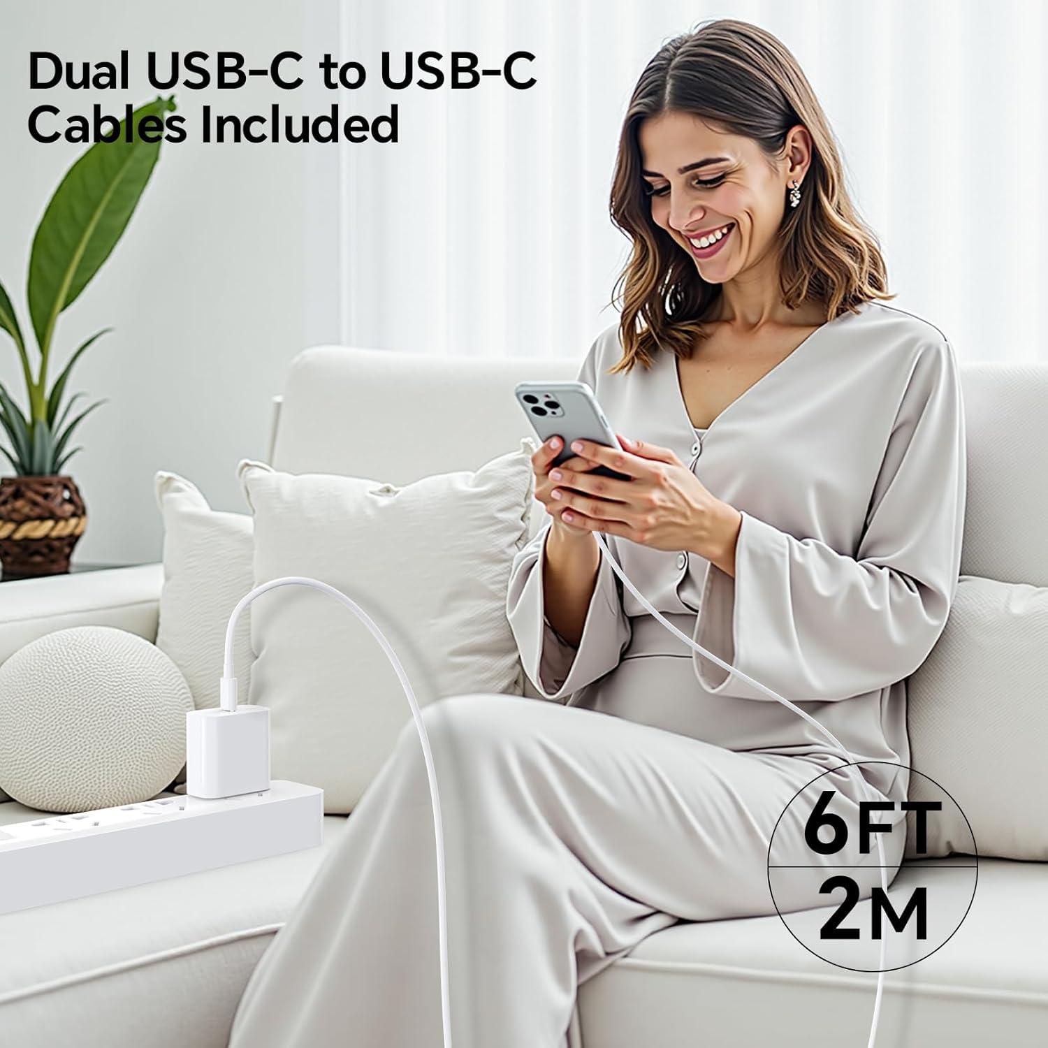 Cargador USB-C 45W IWTKenw con 2 Cables 1.83m para iPhone 16/15