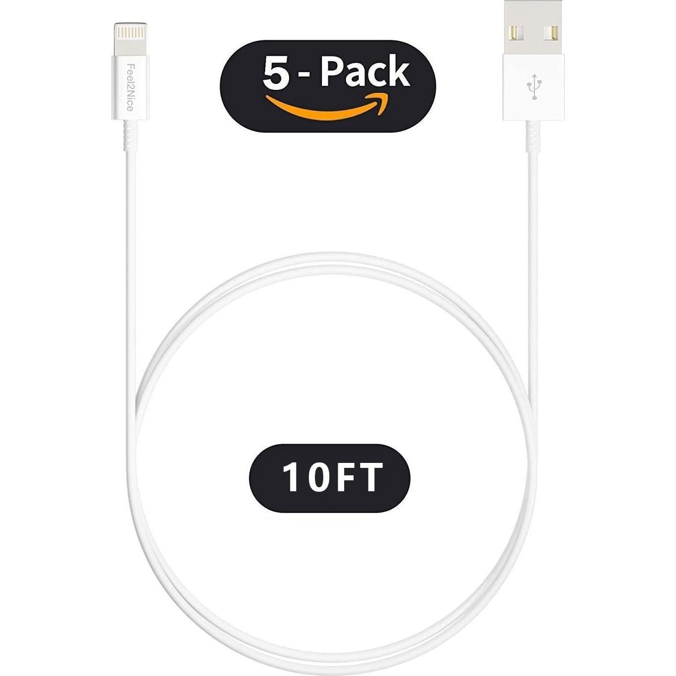 Paquete de 5 Cables Lightning MFi 3m para iPhone y iPad