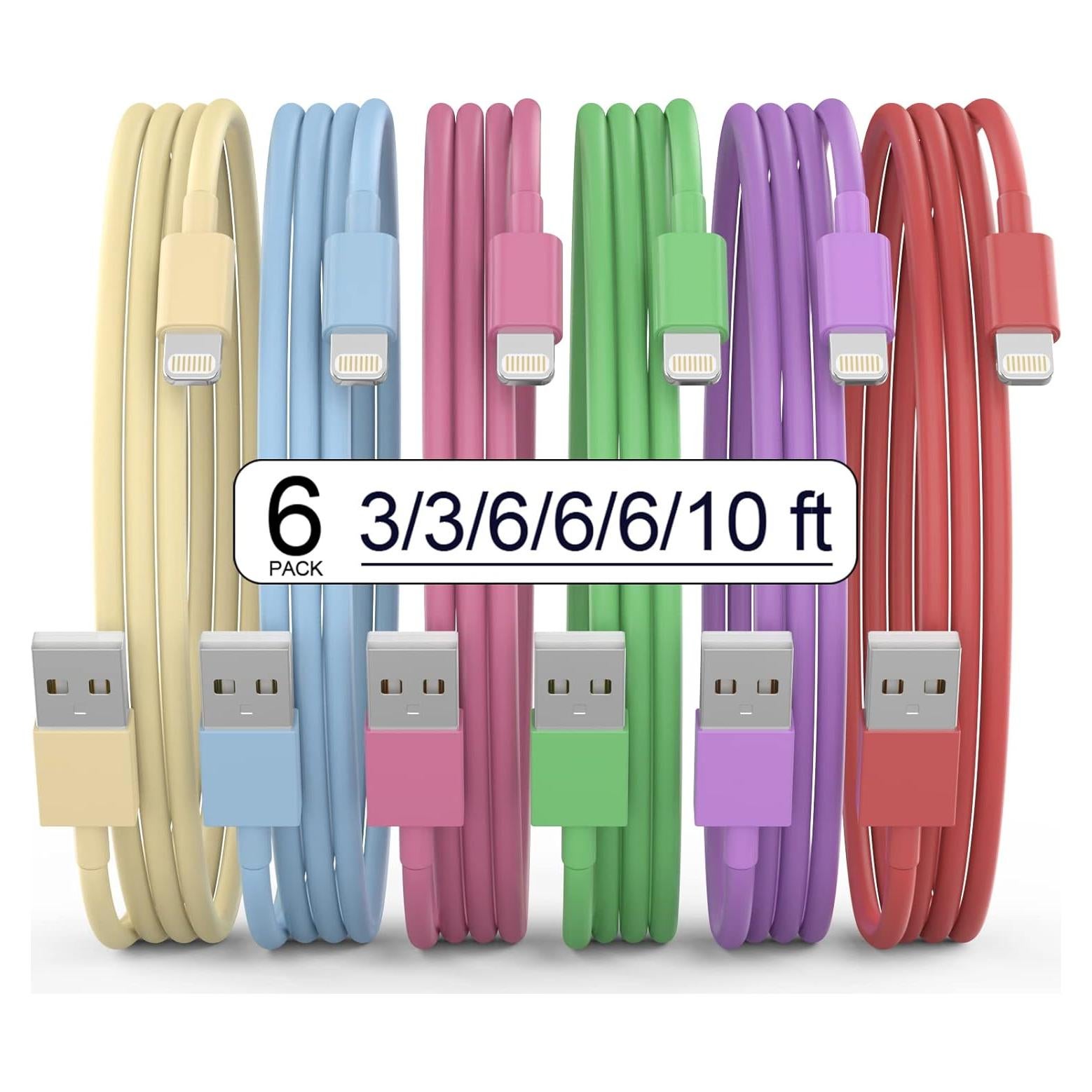 Cargador Lightning MFi VODRAIS 6Pack 3-10 pies Carga Rápida