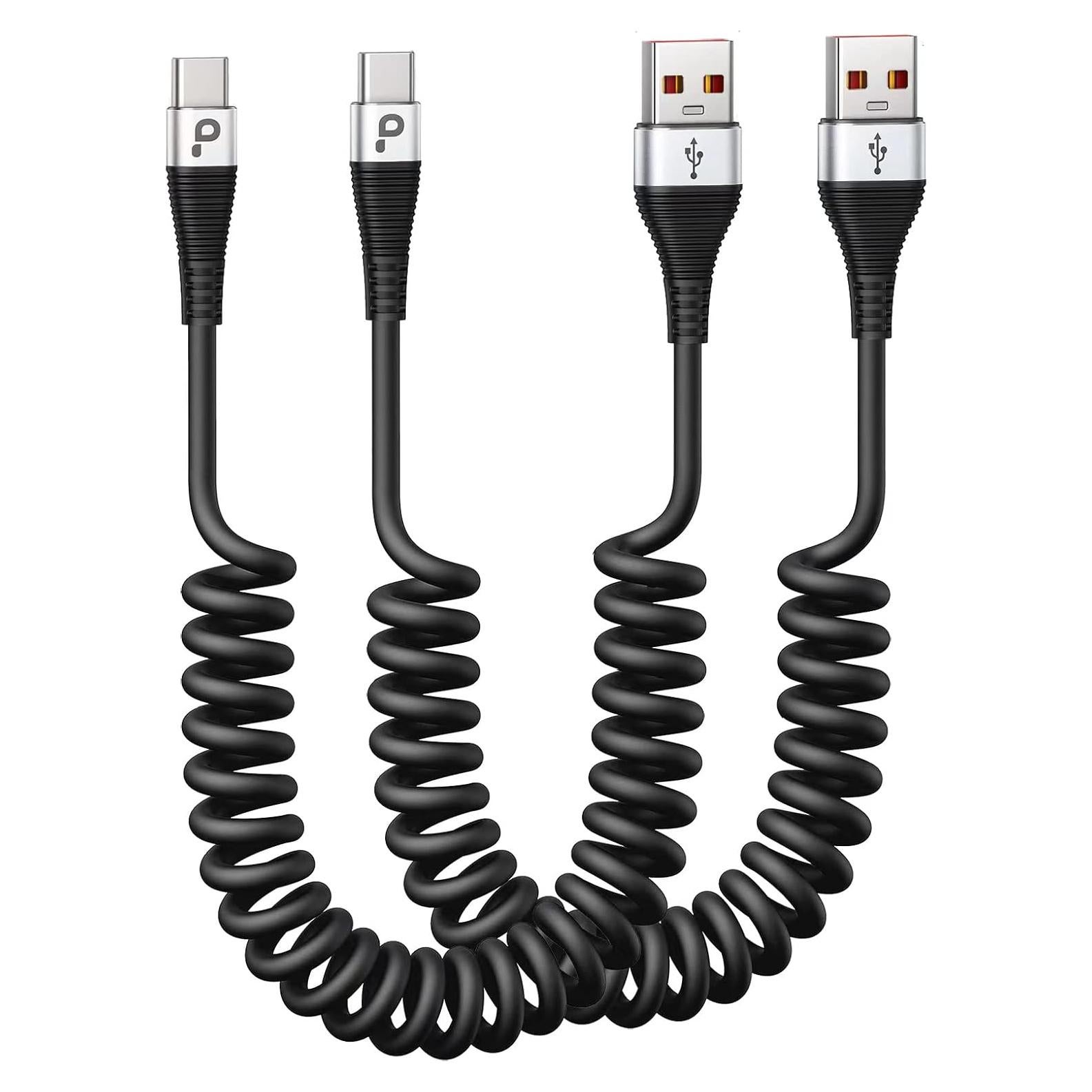 Cable USB C Rápido PRAKIE 0.91m 66W 2Pack Plata