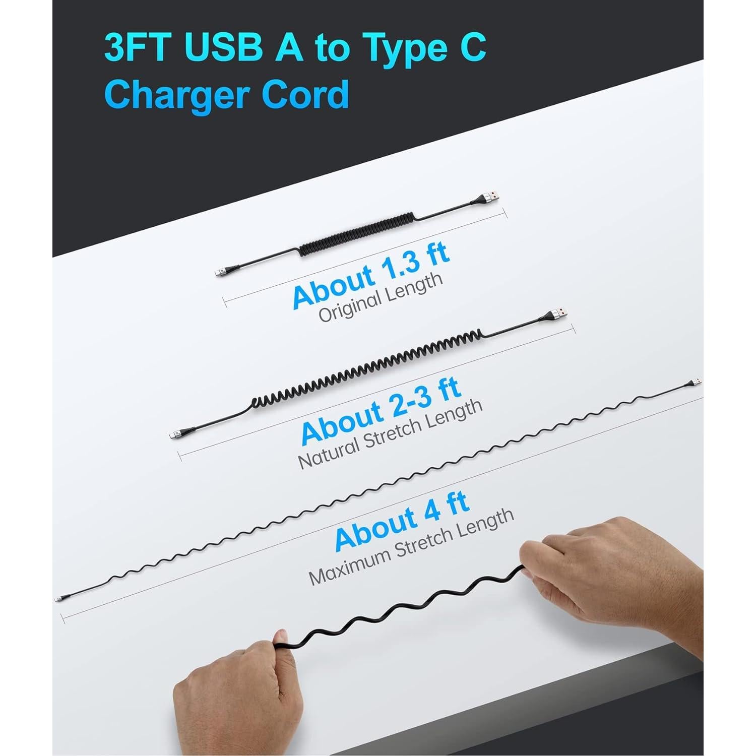 Cable USB C Rápido PRAKIE 0.91m 66W 2Pack Plata