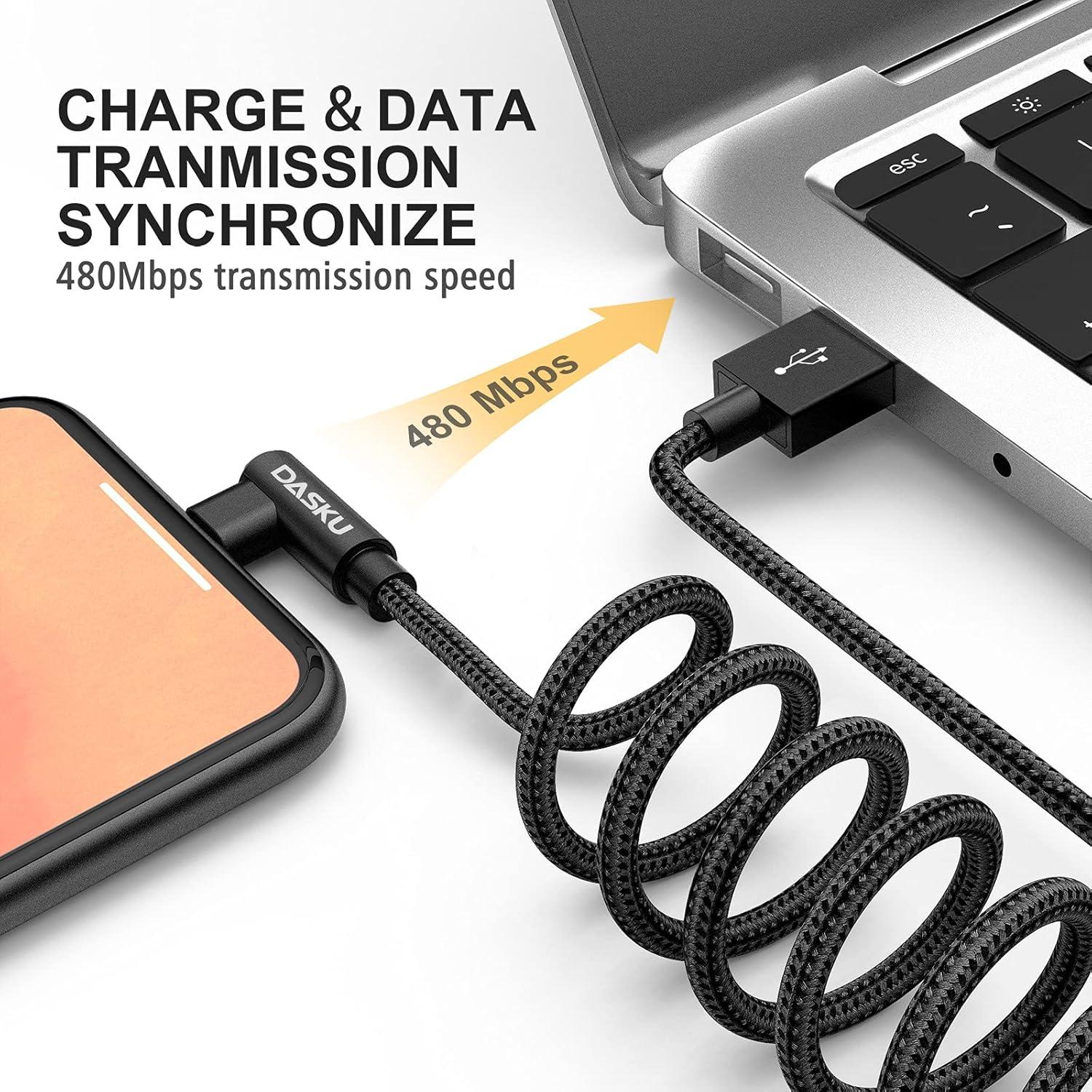 Cable de Carga 90 Grados Dasku 3m Nylon Compatible iPhone