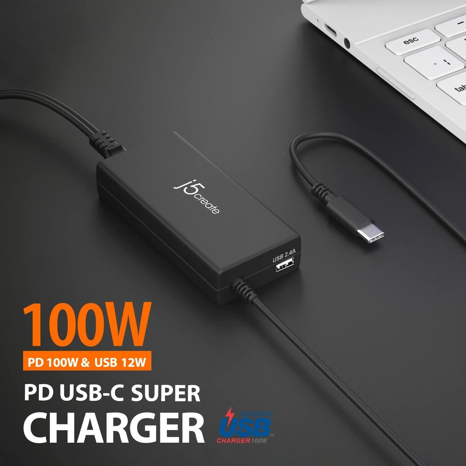 Cargador Rápido USB Tipo C 100W j5create JUP2290 para Laptop