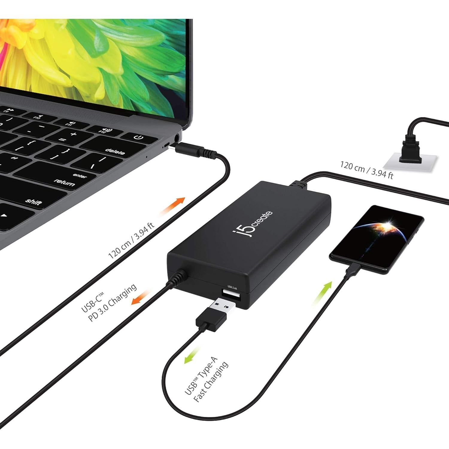 Cargador Rápido USB Tipo C 100W j5create JUP2290 para Laptop