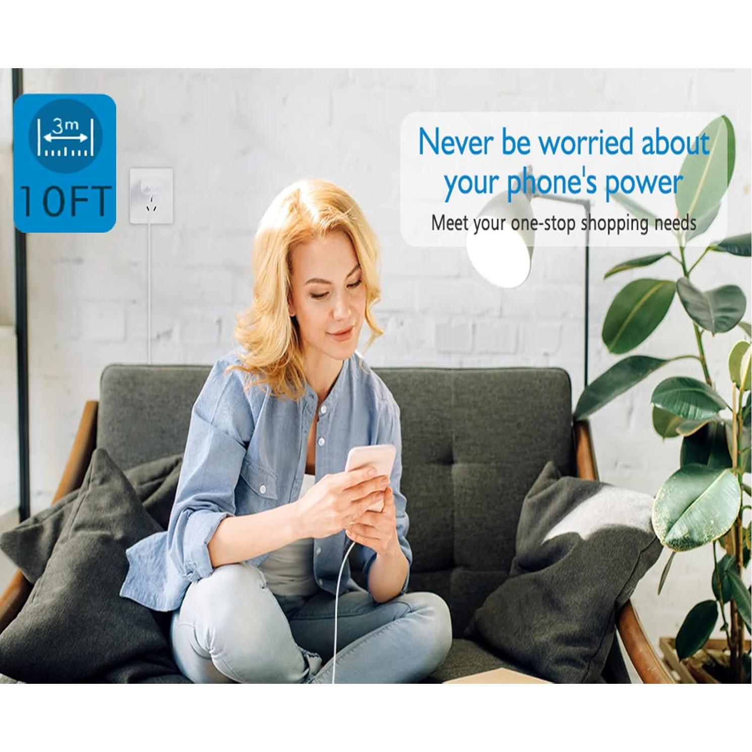 Cargador Rápido USB C 20W + Cable Lightning 10FT para iPhone