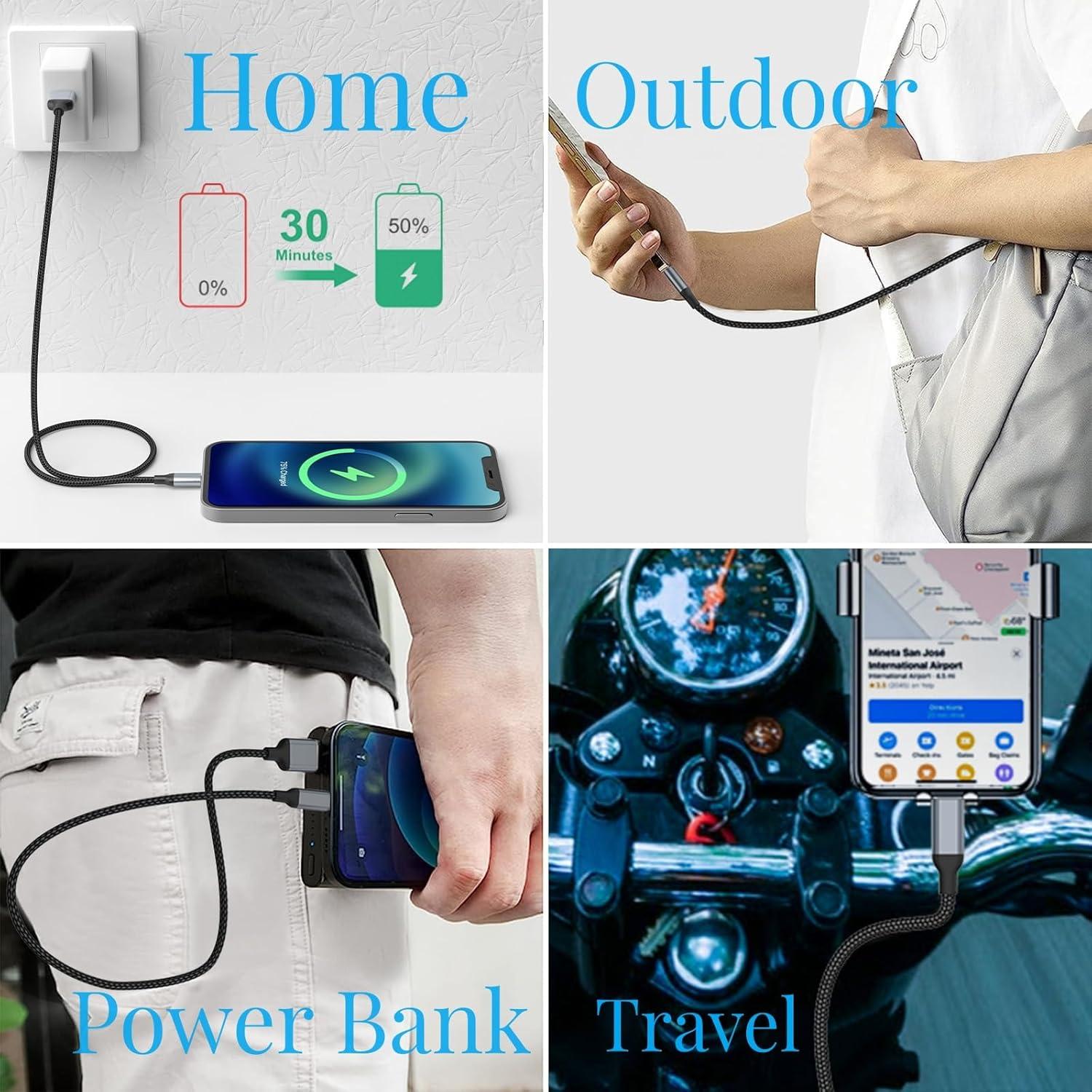 Cable de carga USB a Lightning Sailift 2 pies MFi - Paquete de 2