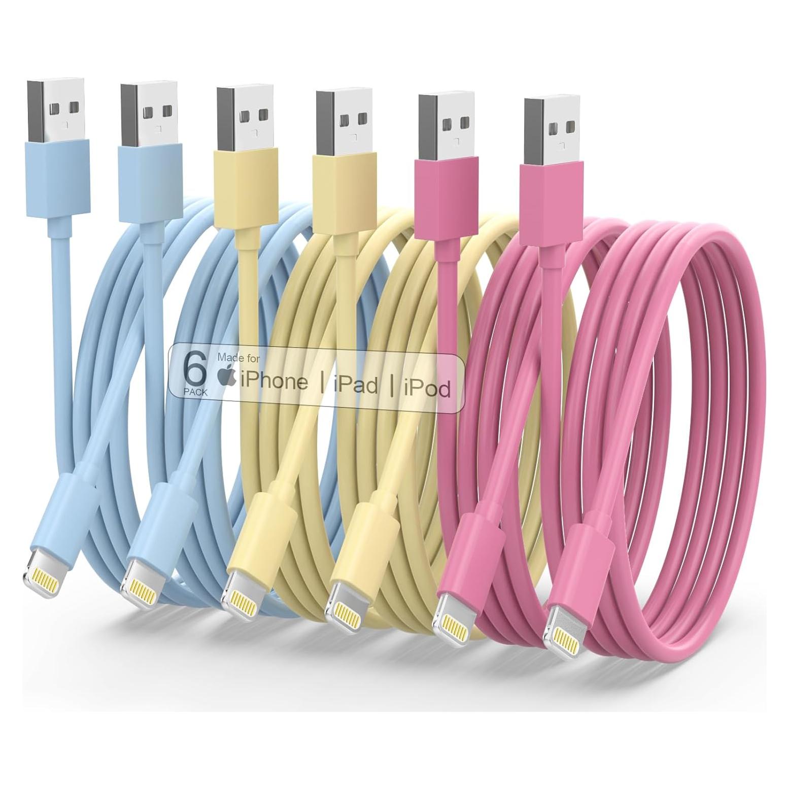 Cargador Lightning MFi ZHULIANG - Paquete de 6 Cables 0.91-3.05m