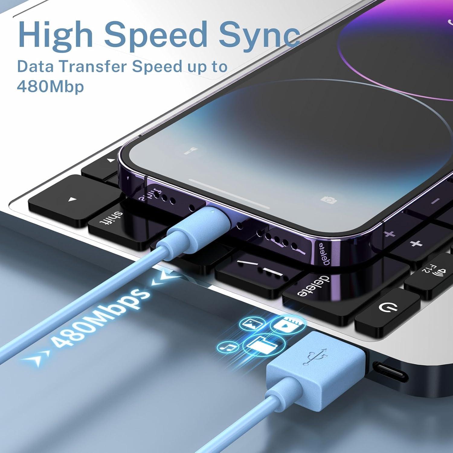 Cargador Lightning MFi ZHULIANG - Paquete de 6 Cables 0.91-3.05m