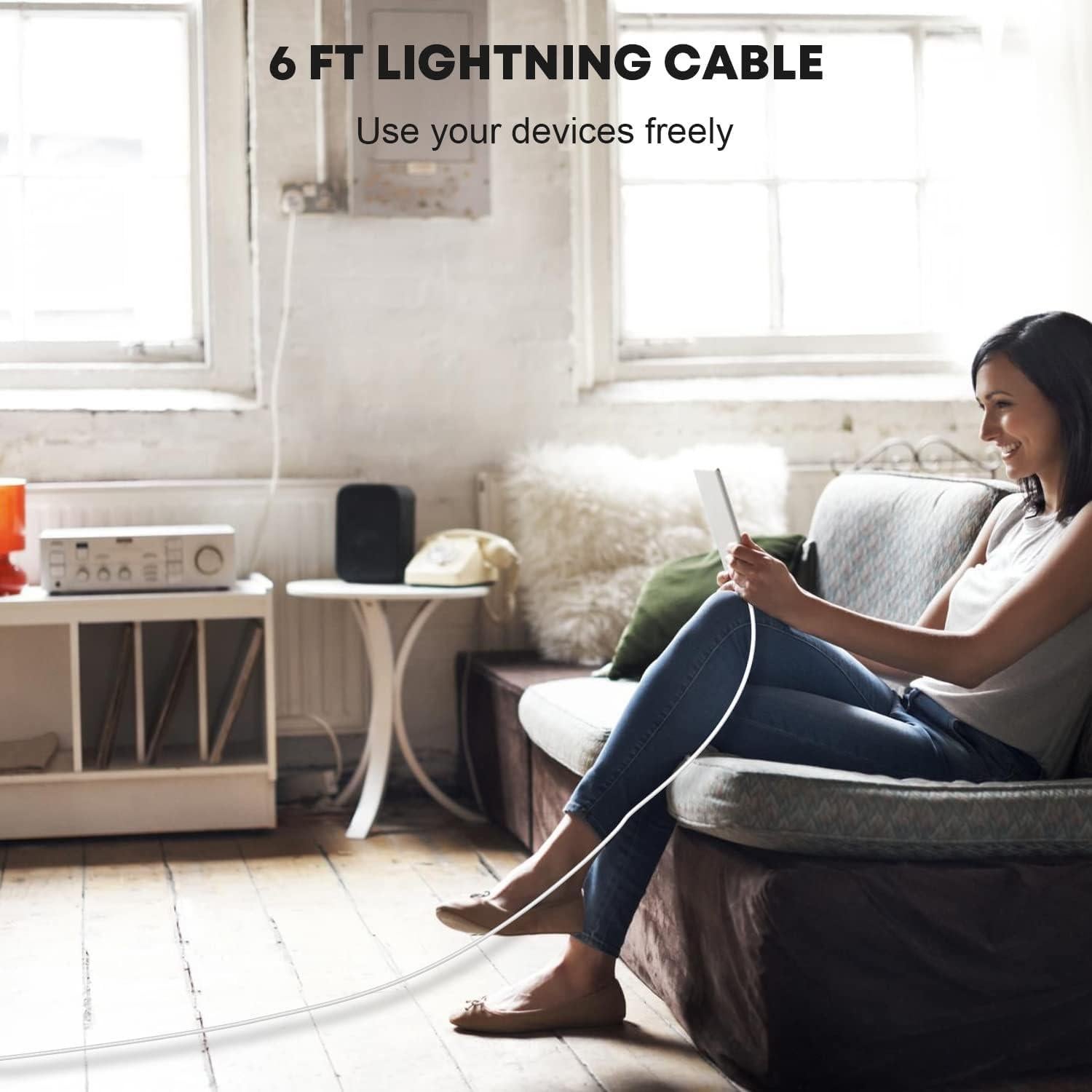 Cargador Rápido 12W + Cable Lightning 1.83m para iPad/iPhone