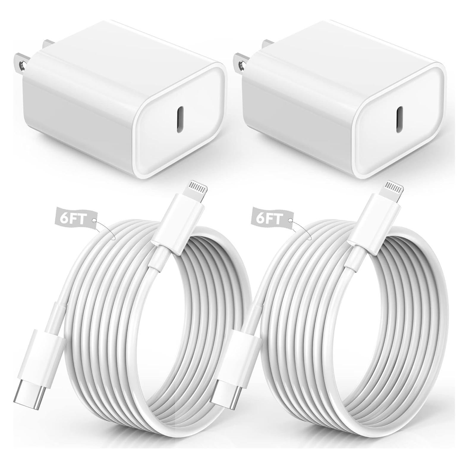 Cargador Rápido iPhone 2-Pack USB-C 6FT Cable Lightning