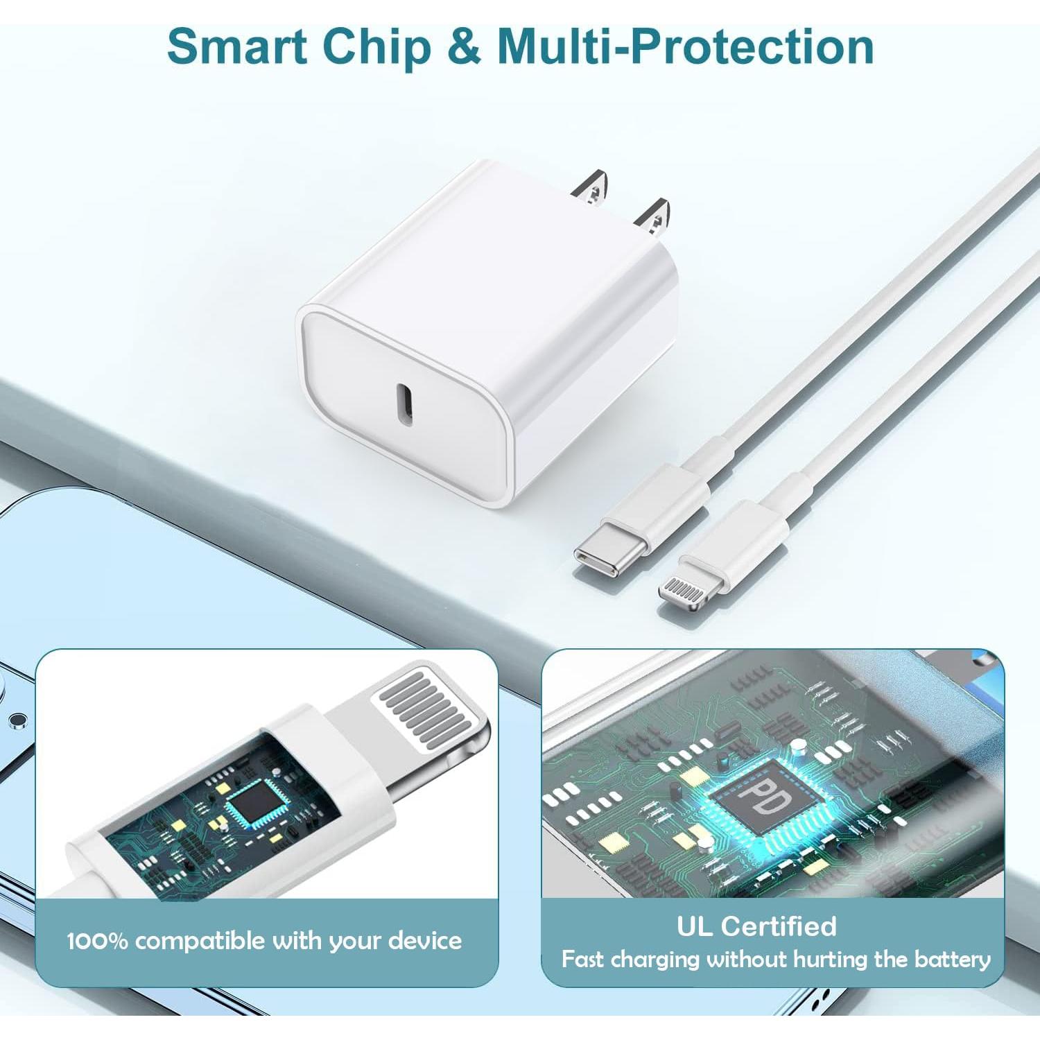 Cargador Rápido iPhone 2-Pack USB-C 6FT Cable Lightning