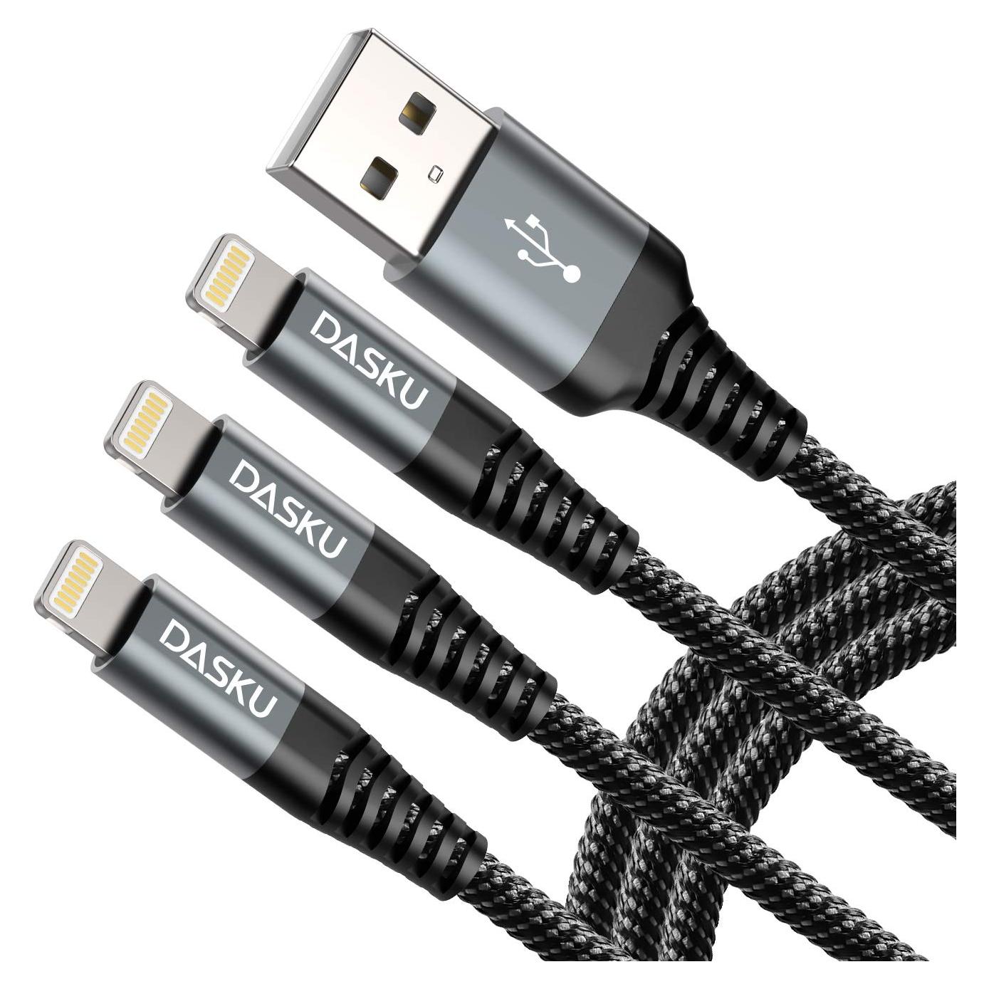 Cable Lightning 3ft Dasku MFi Carga Rápida Nylon Trenzado