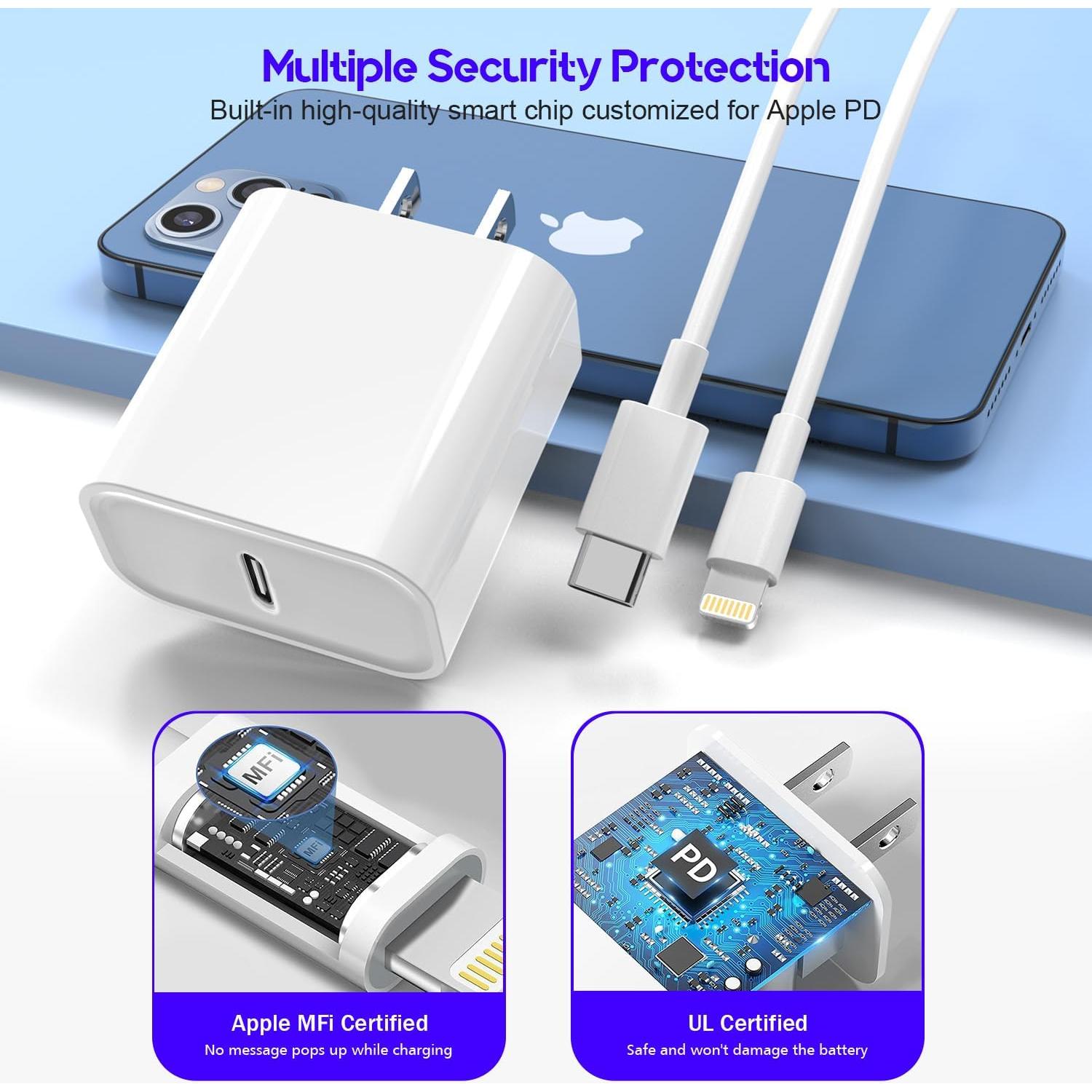 Cable de carga rápida 3m para iPhone - 3 unidades USB-C a Lightning