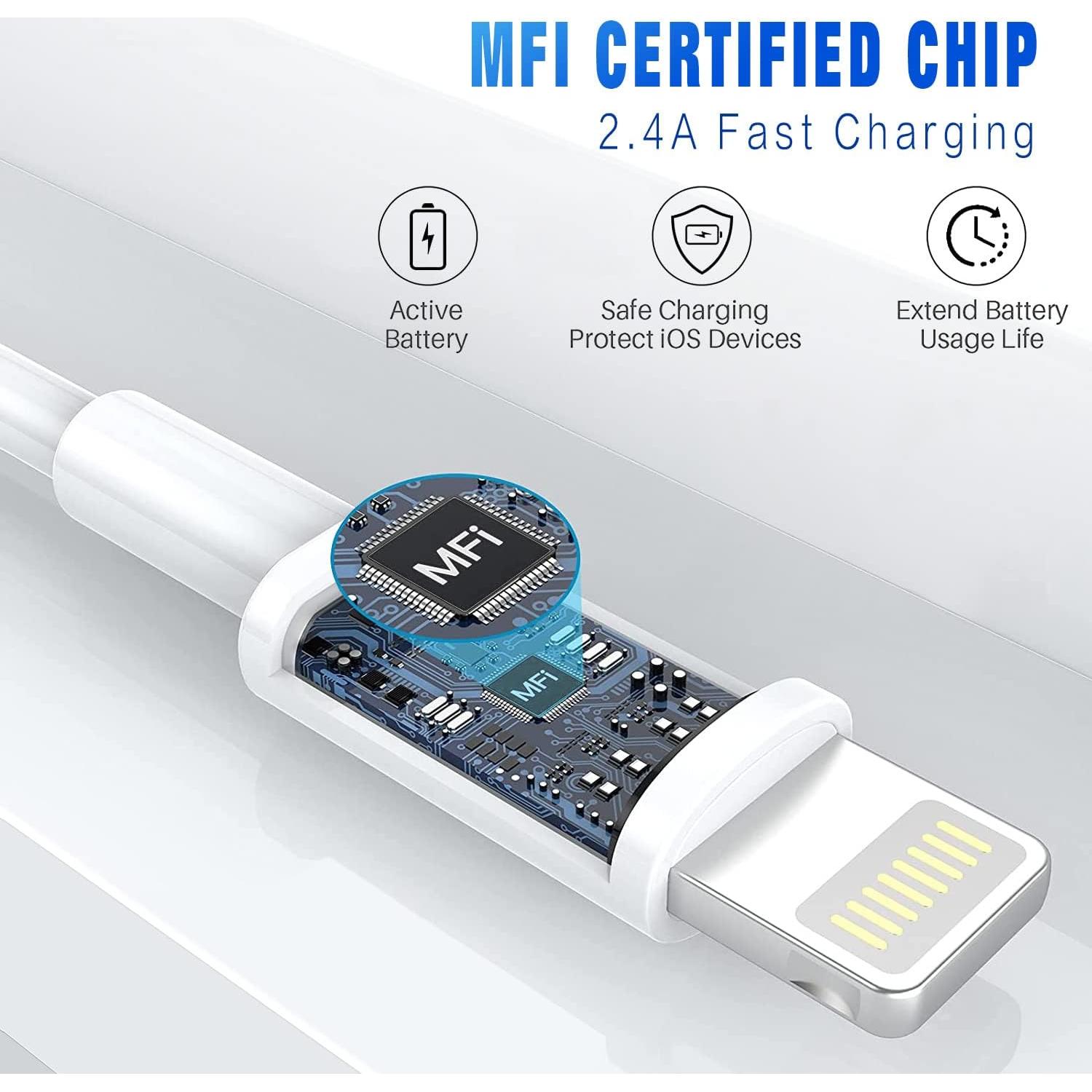 Cable de carga rápida Lightning DFLASH 3 Unidades 3FT MFi