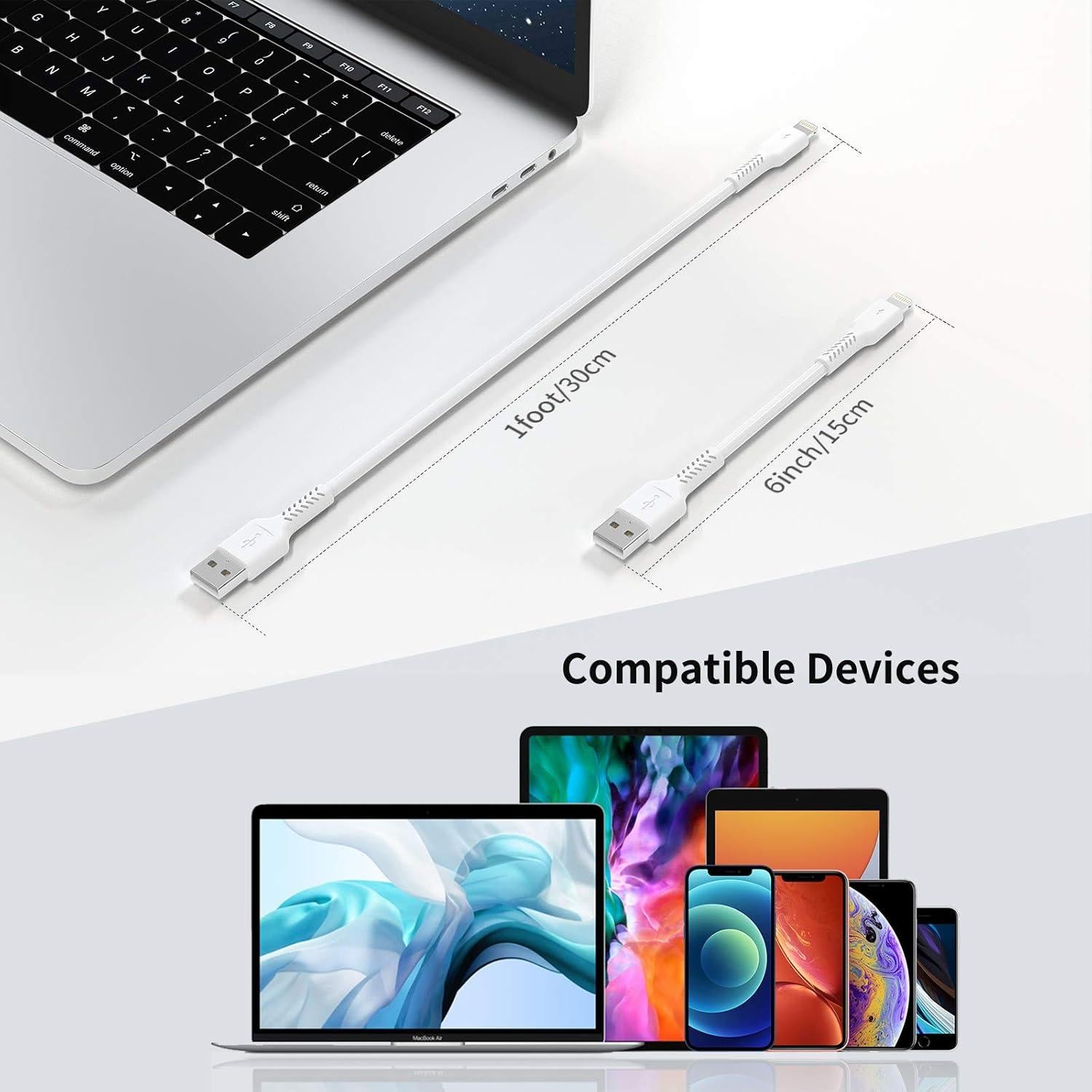 Cable USB a Lightning 15 cm ULIFTUS 5Pack Carga Rápida