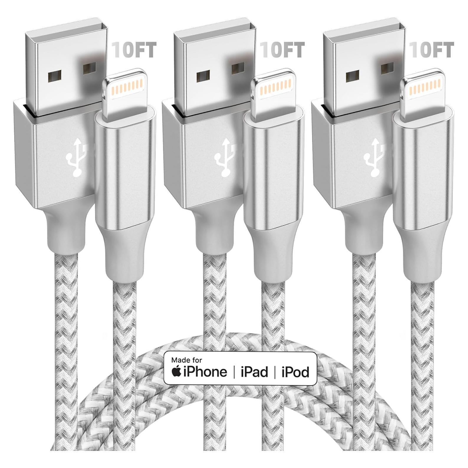 Cargador Rápido Bkayp 3pack 3.05m Cable Lightning MFi