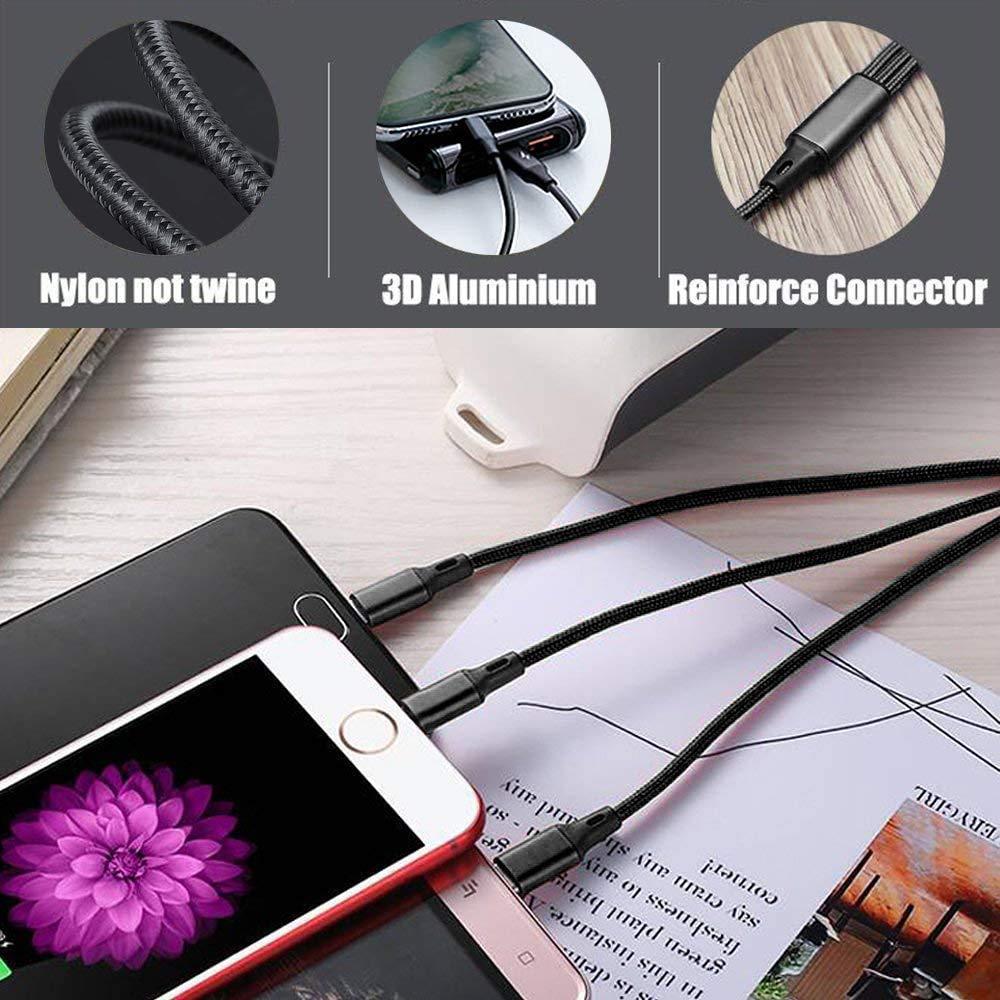 Cable de Carga 3 en 1 Souina USB 2M Rápido Type C/Micro USB