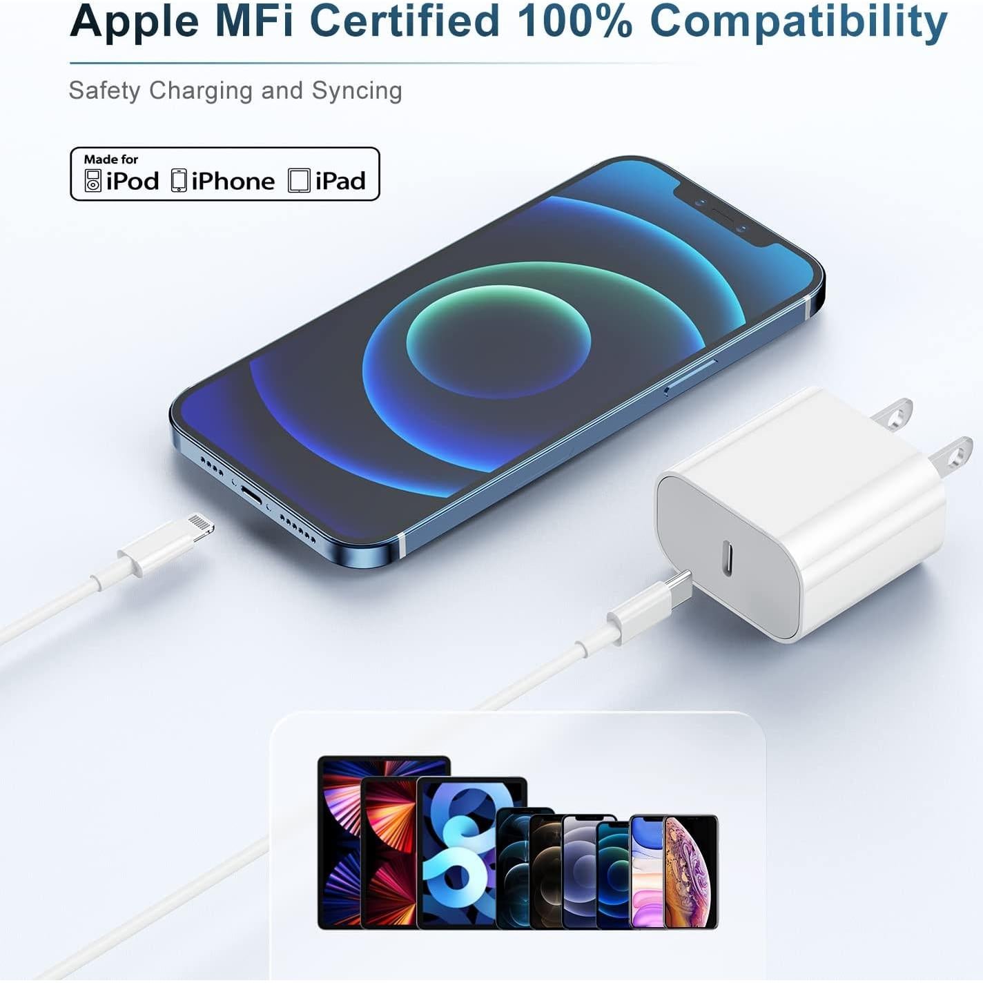 Cable de Carga Rápida USB C a Lightning Cionum 2Pack 1.83m