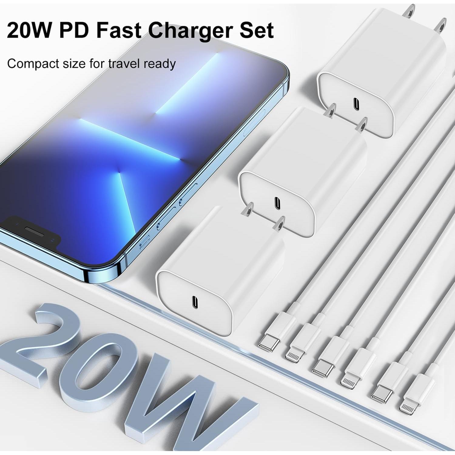 Cargador Rápido USB C 20W Fashia + Cable Lightning 6FT