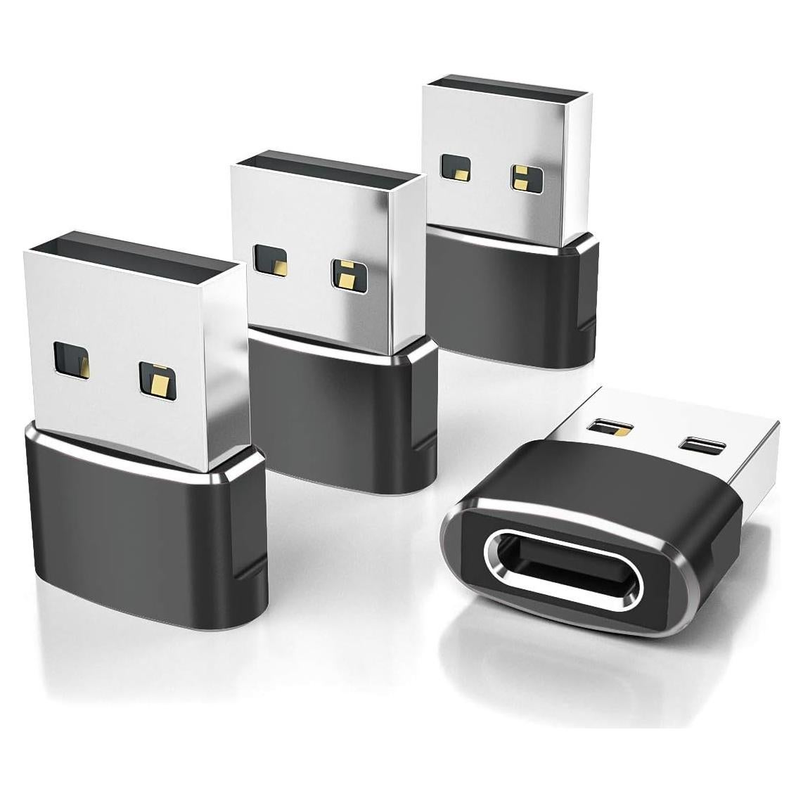 Adaptador USB C a USB A Elebase 4 Pack Negro - Cargador