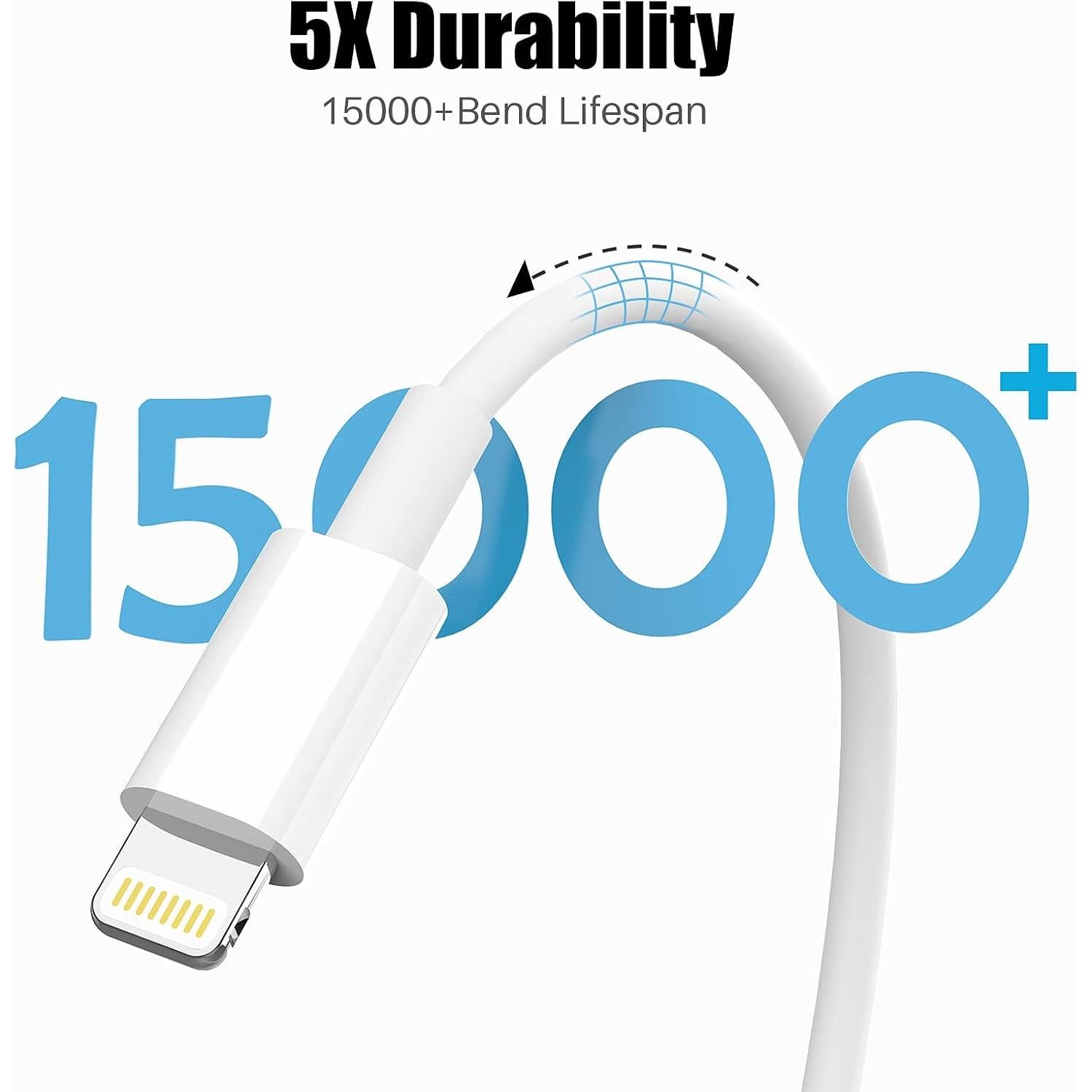 Cable de Cargador Lightning PGQBS 3Pack 9.14m Carga Rápida