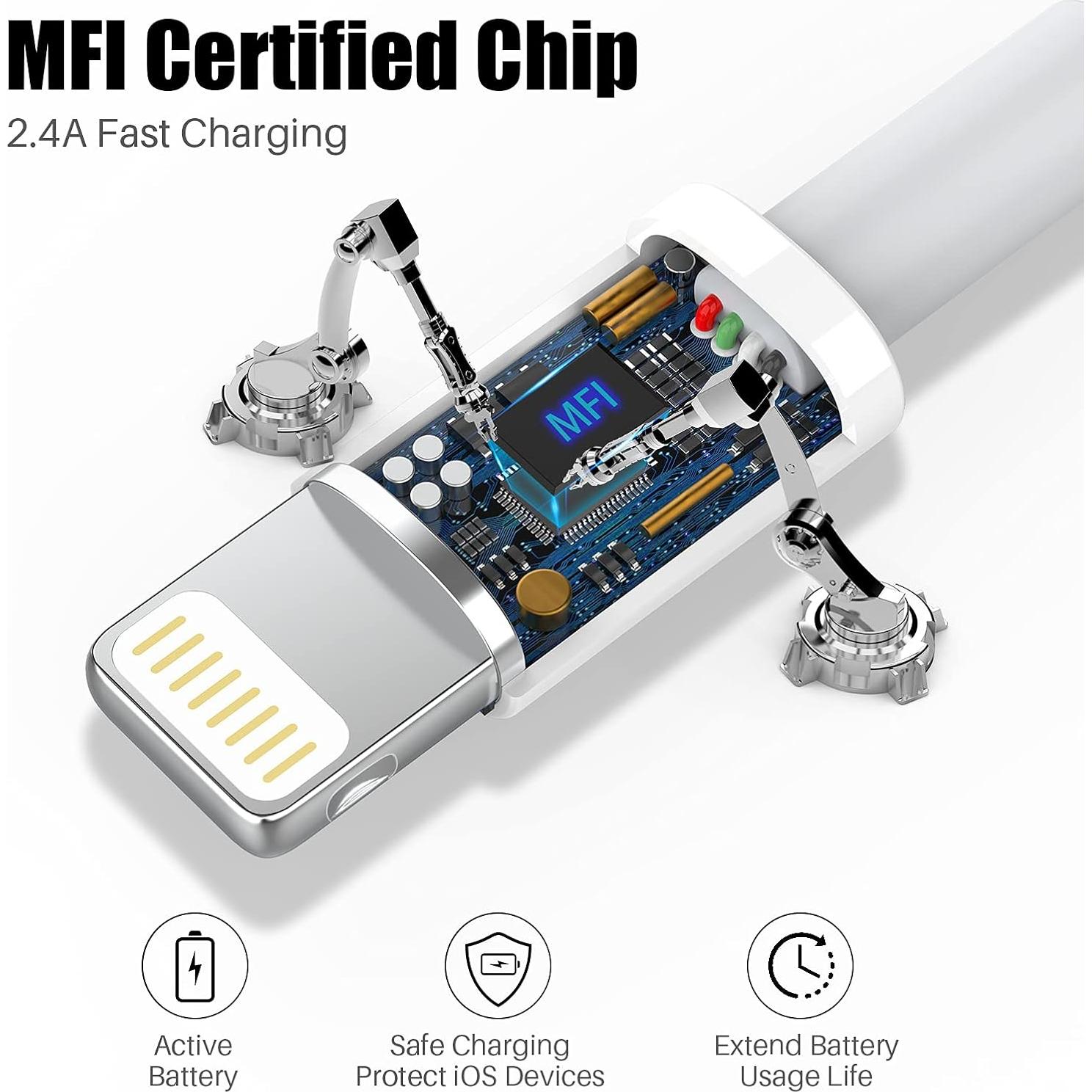 Cable de Cargador Lightning PGQBS 3Pack 9.14m Carga Rápida