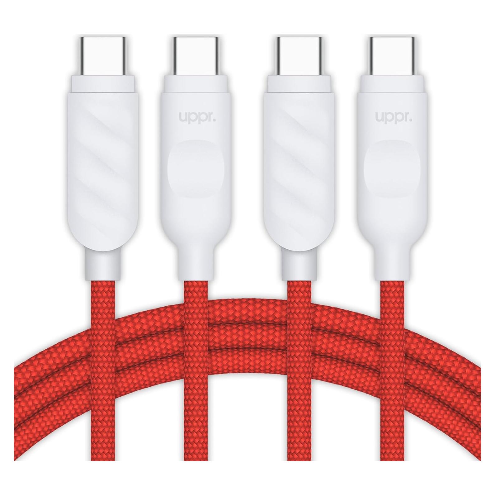 Cable USB-C trenzado UPPERCASE Designs 1m 60W rojo/blanco