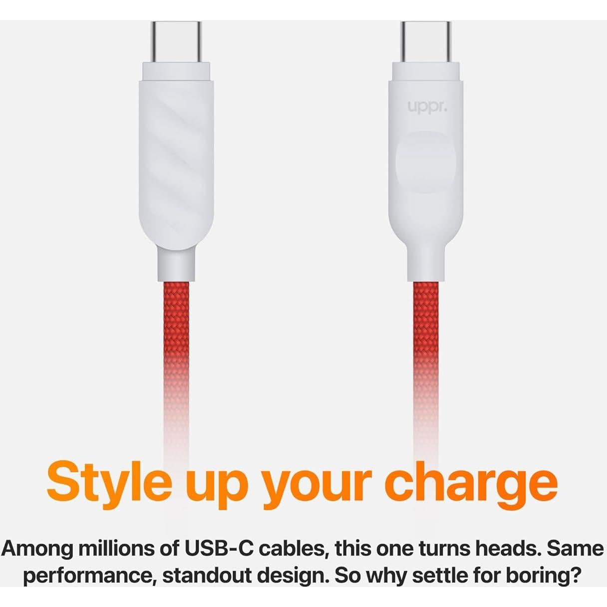 Cable USB-C trenzado UPPERCASE Designs 1m 60W rojo/blanco