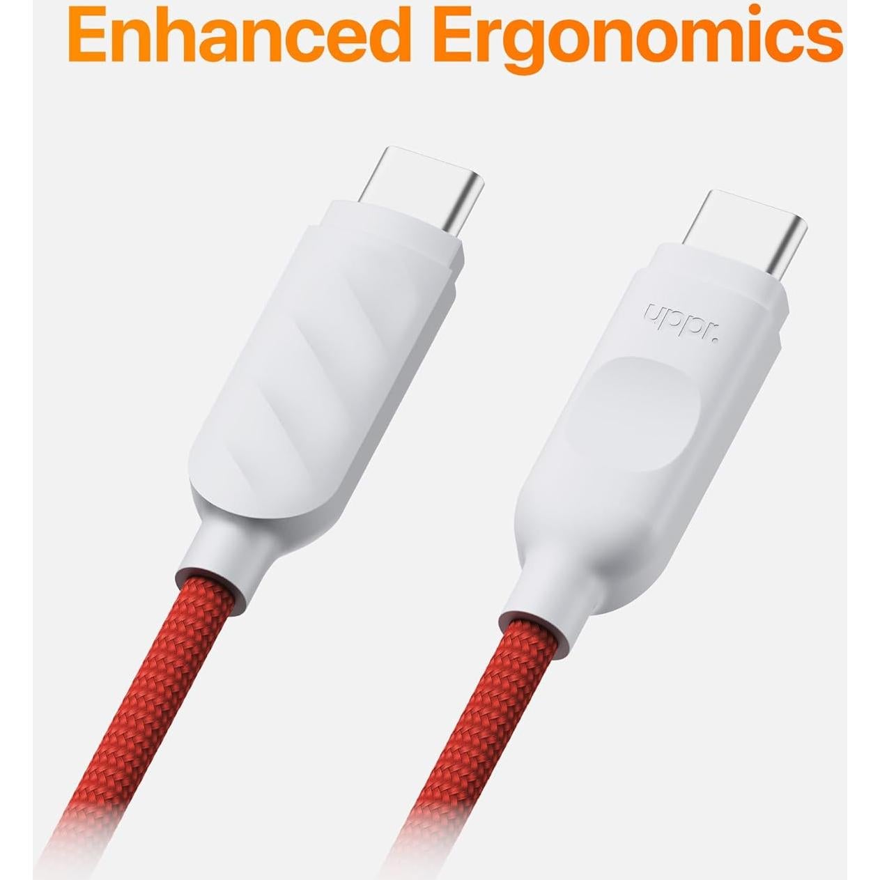 Cable USB-C trenzado UPPERCASE Designs 1m 60W rojo/blanco