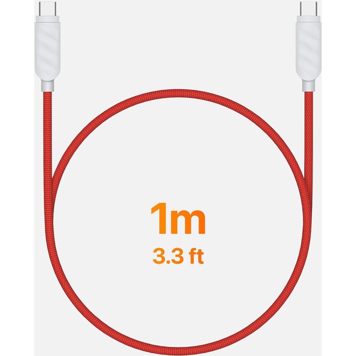 Cable USB-C trenzado UPPERCASE Designs 1m 60W rojo/blanco