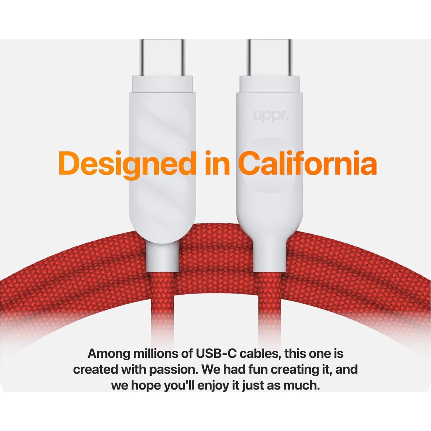 Cable USB-C trenzado UPPERCASE Designs 1m 60W rojo/blanco