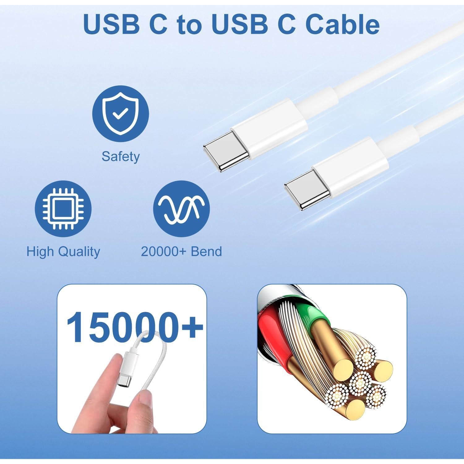 Cargador Rápido 20W Yievis + Cable USB C a C 10 pies
