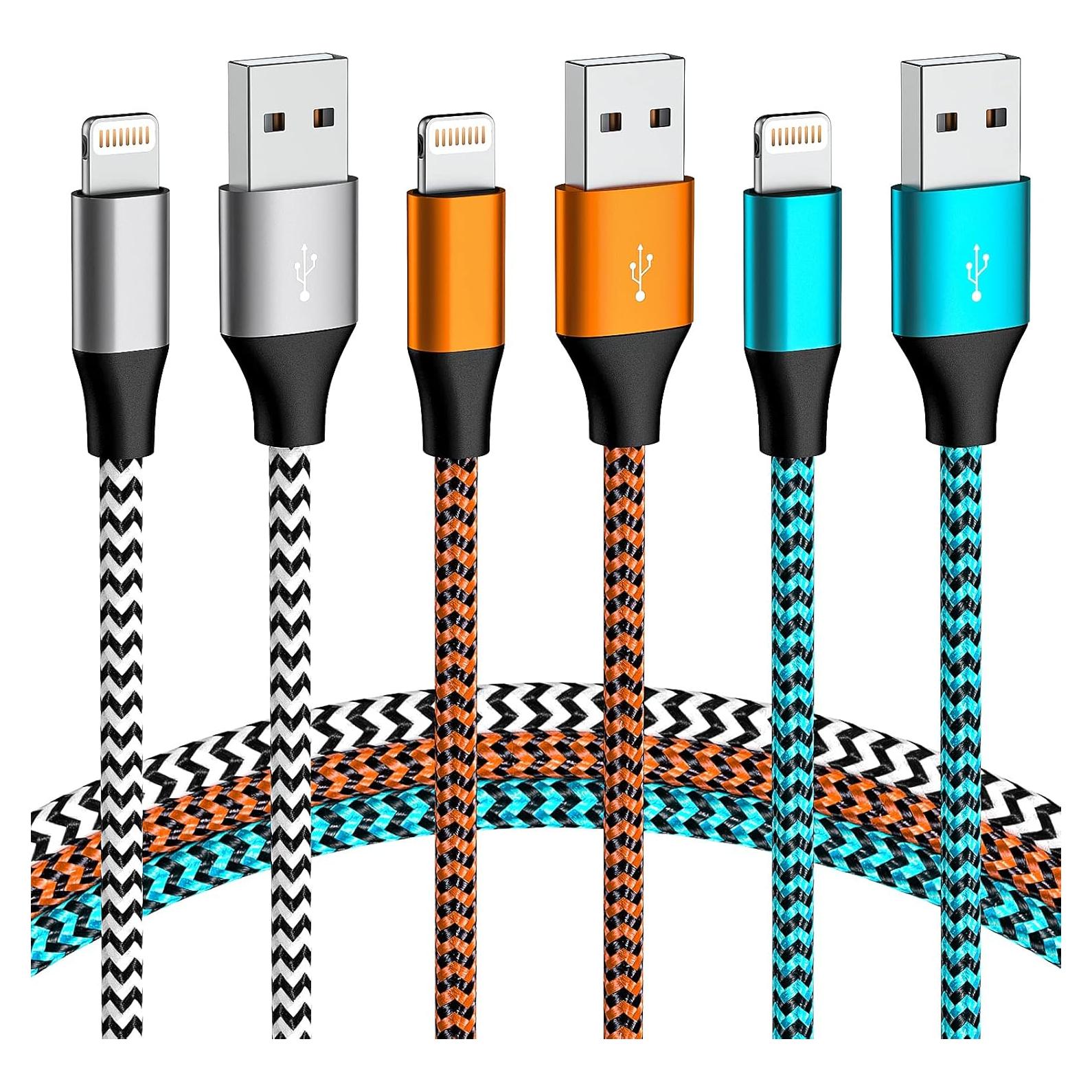 Cargador Lightning KMOMO 3 Unidades 0.91m para iPhone 14/13/12/11