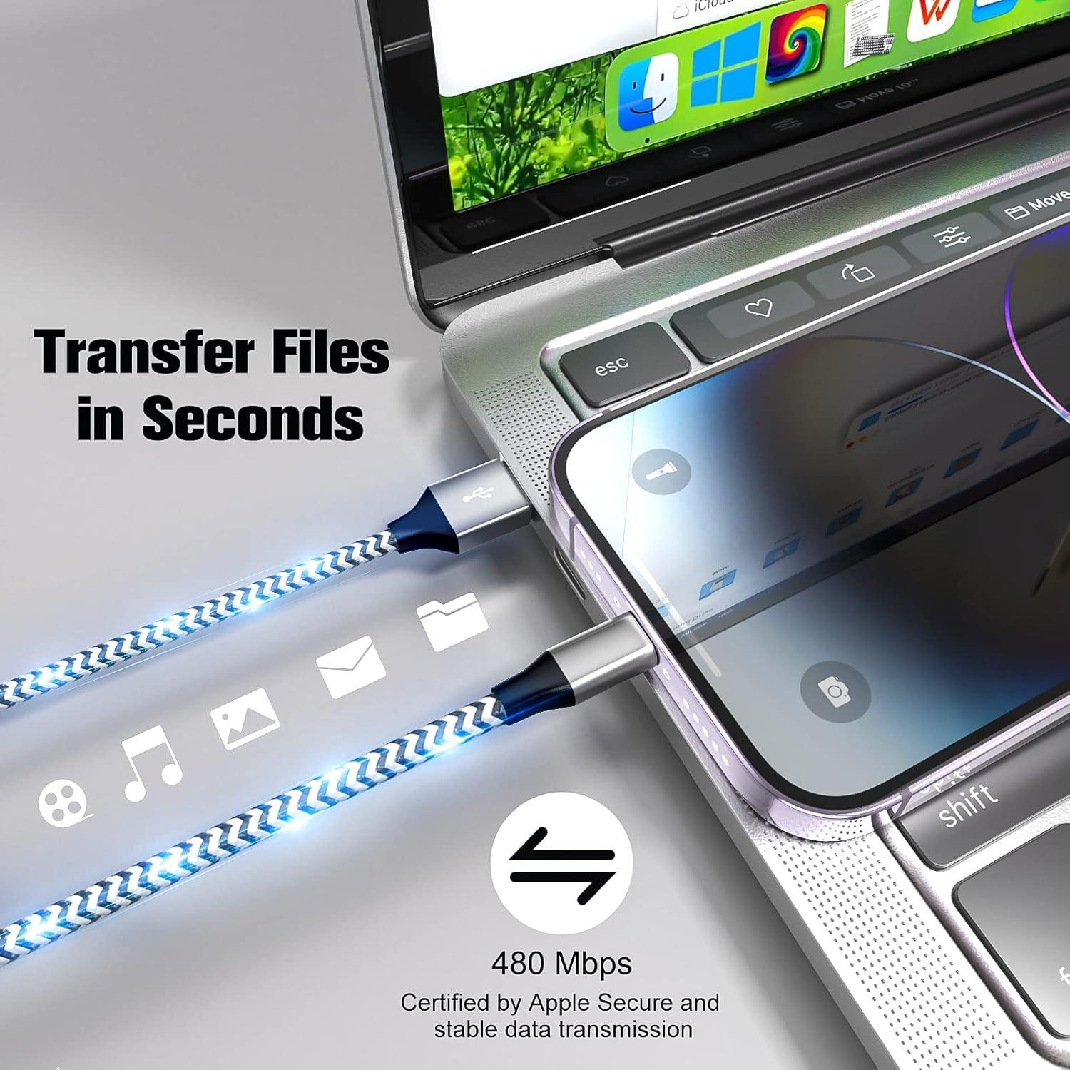 Cargador Lightning KMOMO 3 Unidades 0.91m para iPhone 14/13/12/11