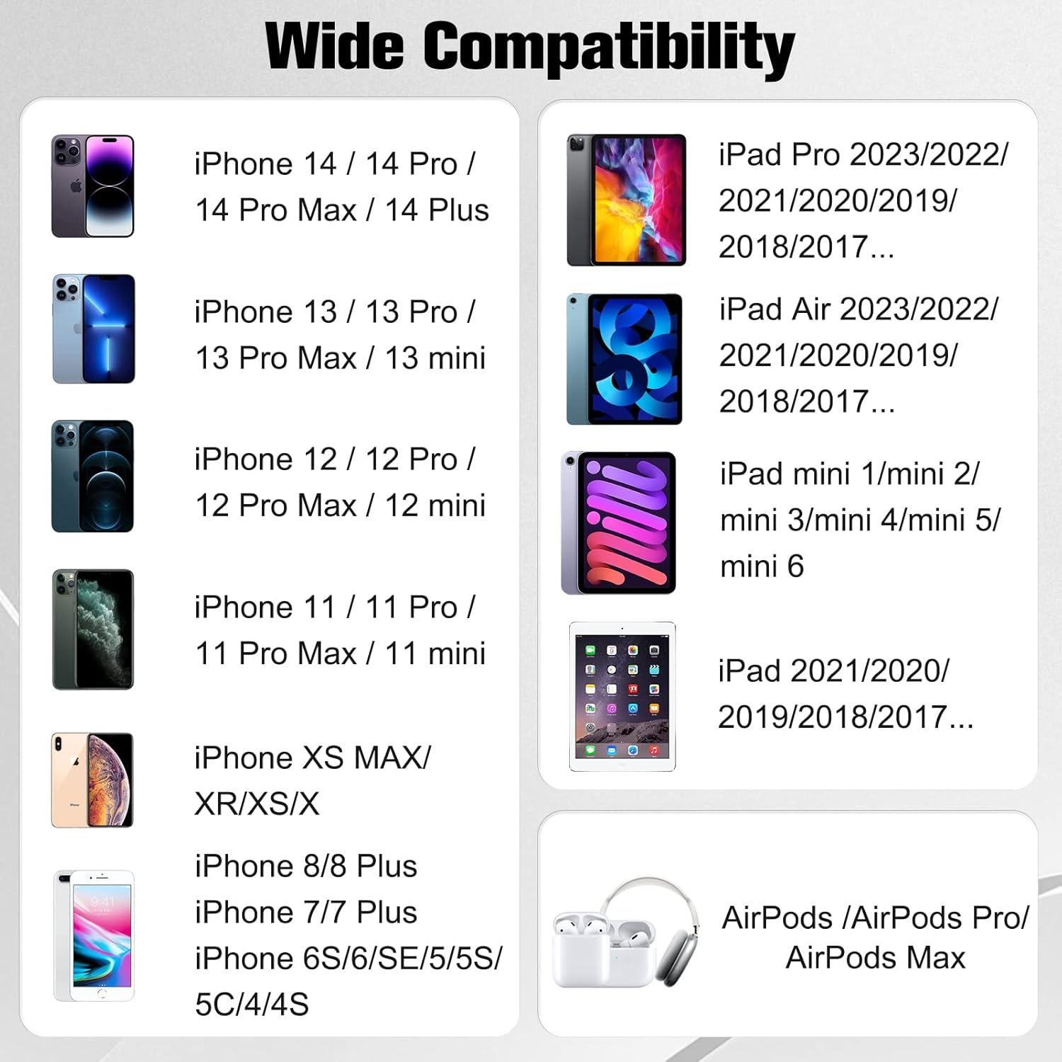 Cargador Lightning KMOMO 3 Unidades 0.91m para iPhone 14/13/12/11