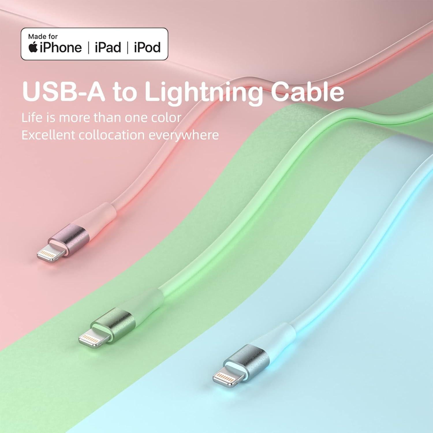 Cargador Rápido MenoSupp para iPhone - 3 Cables Lightning 3m