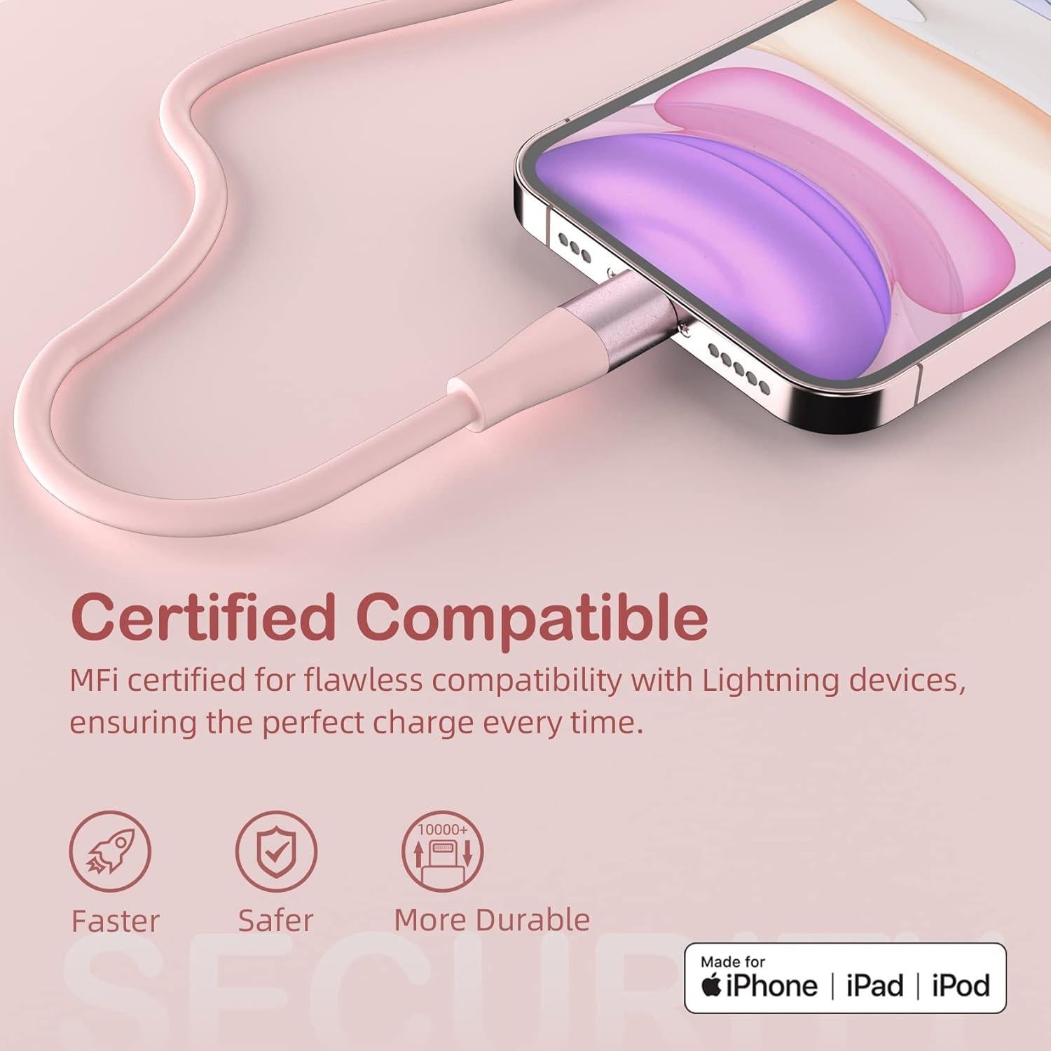 Cargador Rápido MenoSupp para iPhone - 3 Cables Lightning 3m