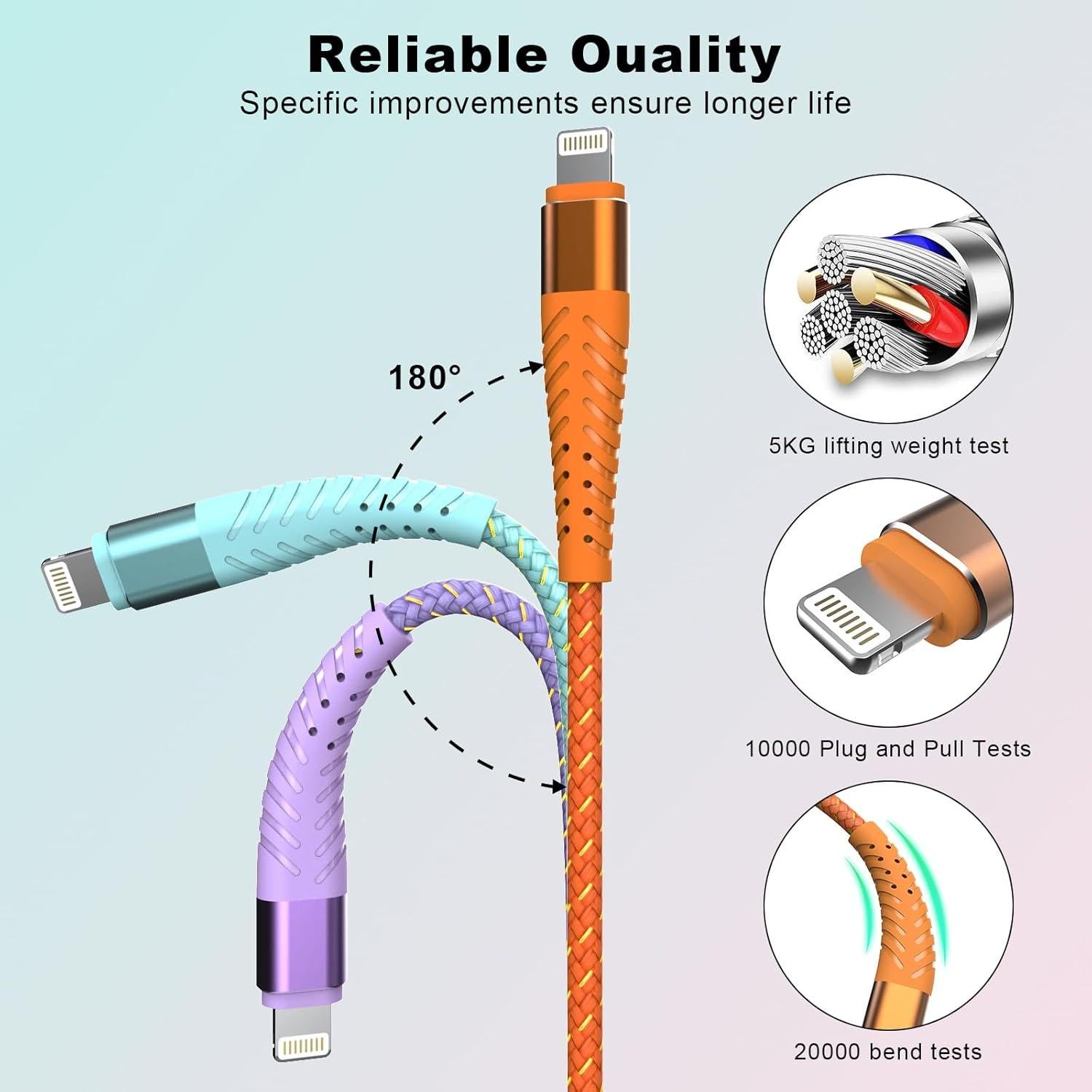 Cable de Carga Rápida Cuanyeon 1.83m MFi para iPhone