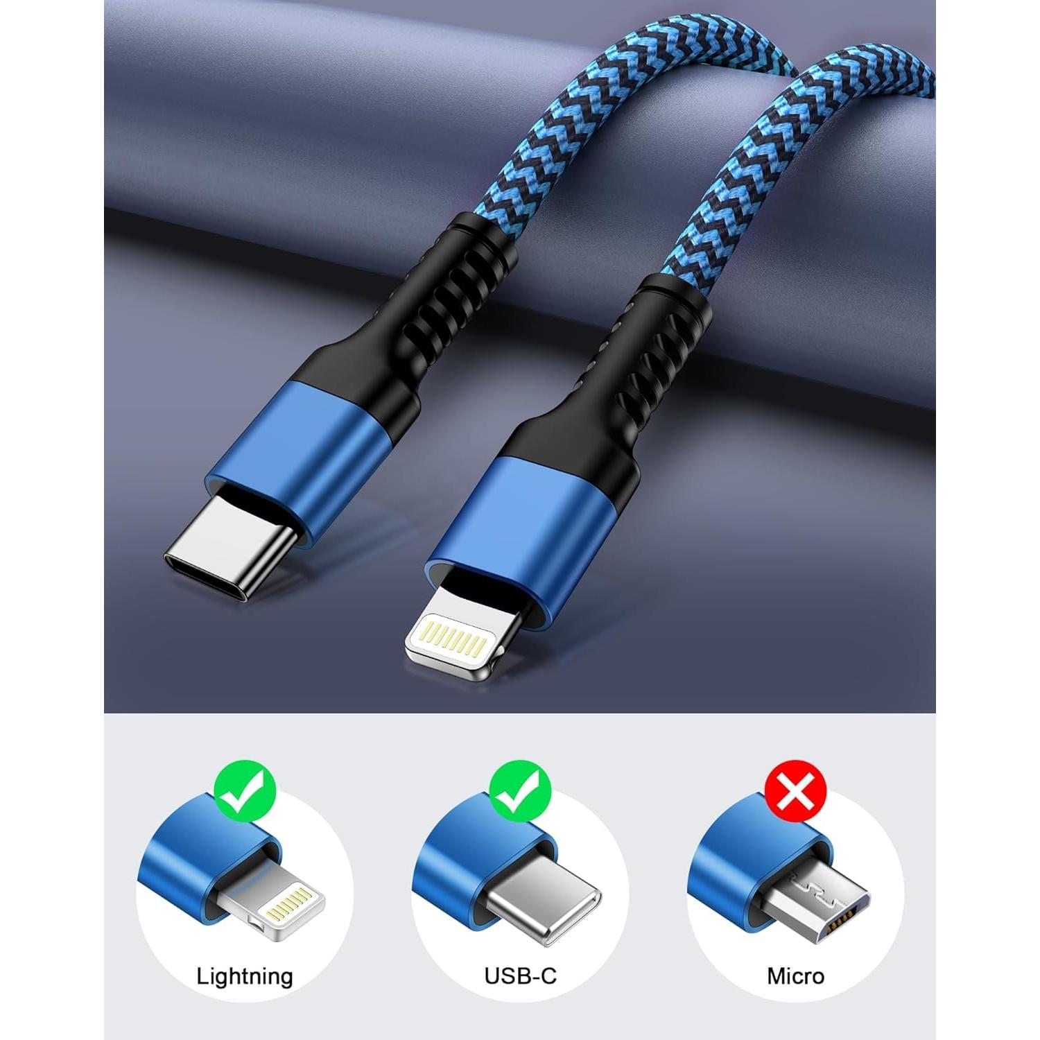 Cable de carga rápida 3m USB-C a Lightning Ocbuo - 2Pack