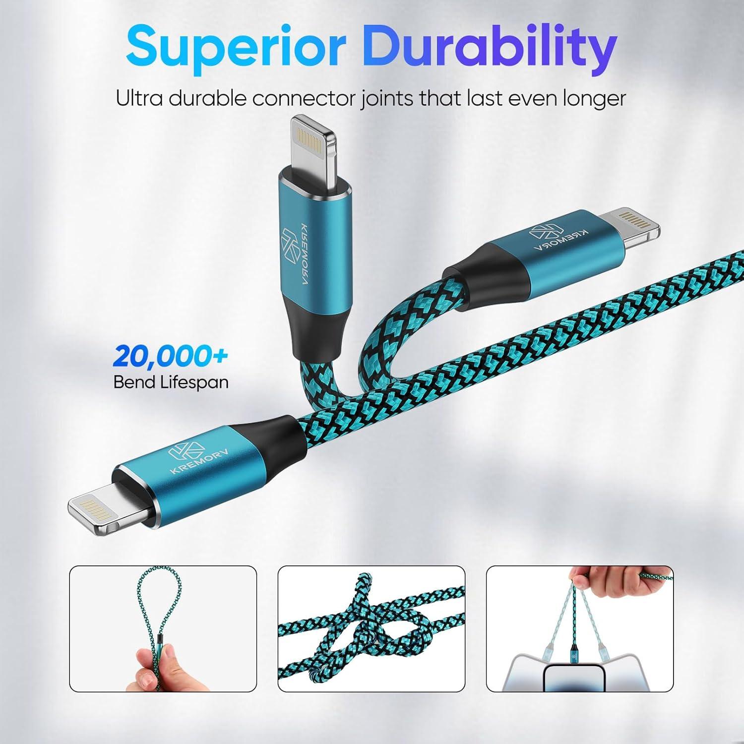 Cargador USB Lightning KREMORV 5 Cables 3.05m Carga Rápida