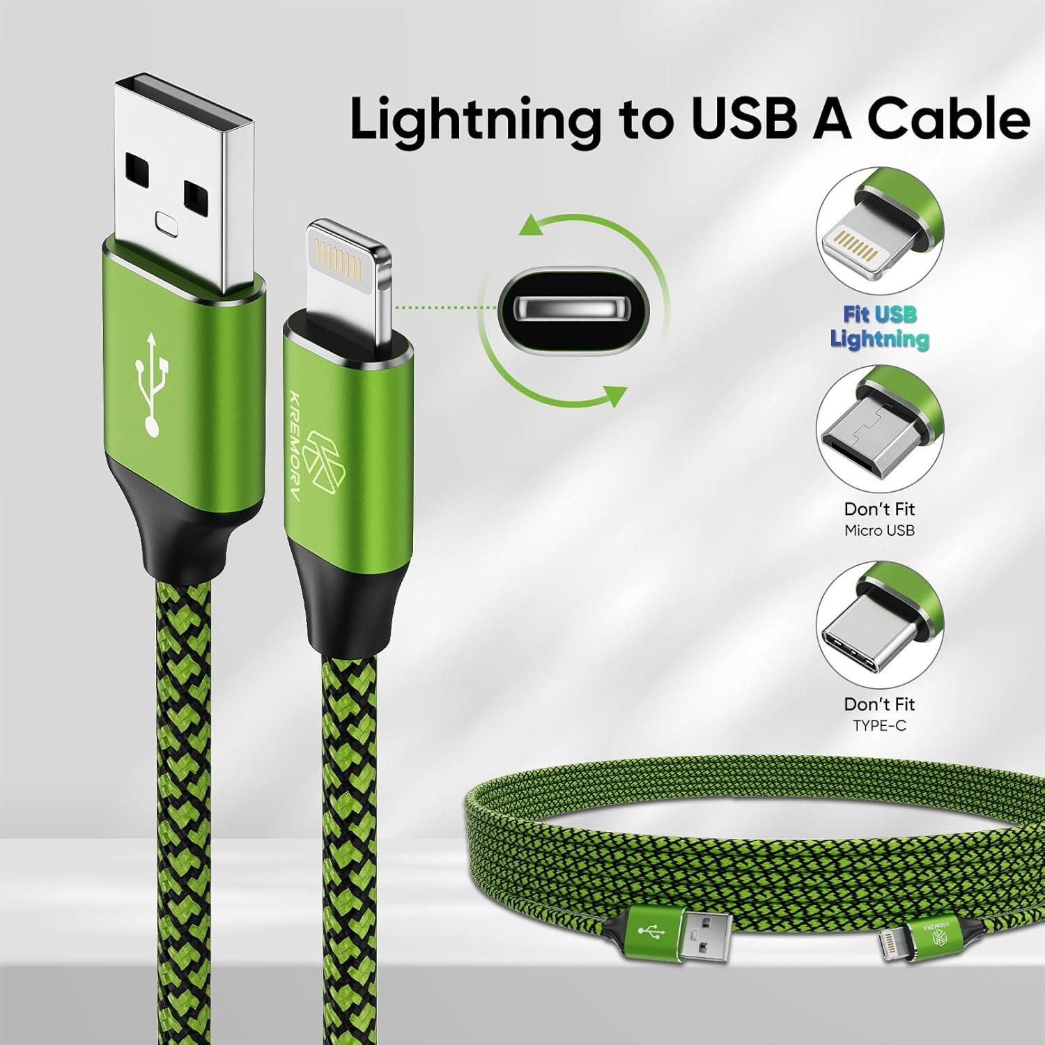 Cargador USB Lightning KREMORV 5 Cables 3.05m Carga Rápida
